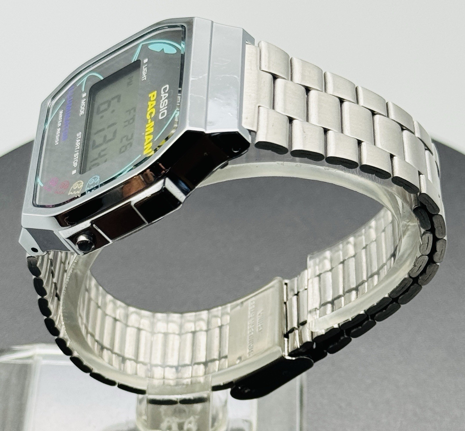 Casio PAC-MAN Retro Watch Digital LCD A168WEPC-7A Silver Illuminator Bracelet