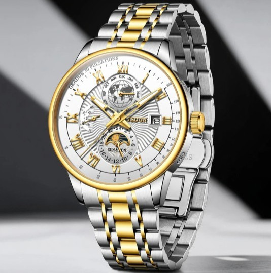 Automatic Mechanical Waterproof Watch Moon Phase Luxury Dial Men’s Men Strap