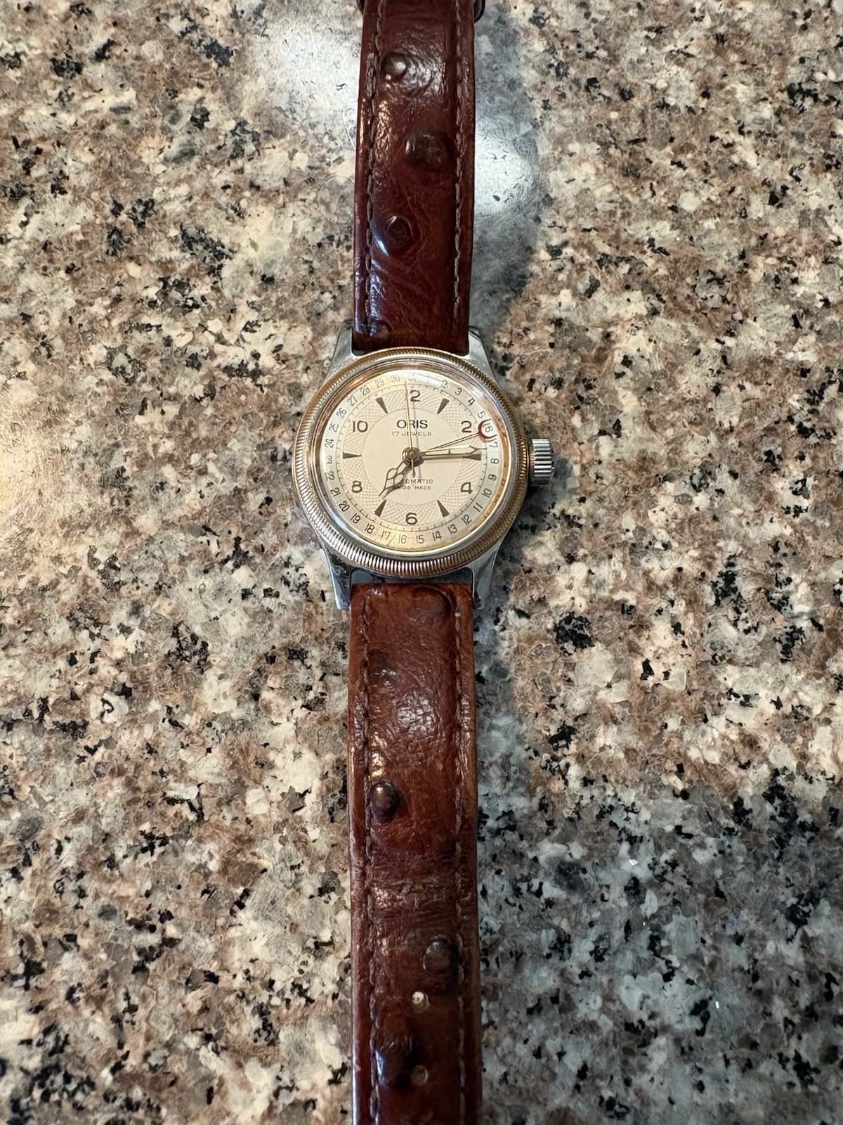 Oris Big Crown Pointer Date Automatic 17 Jewels Brown Leather Strap Watch 7400C