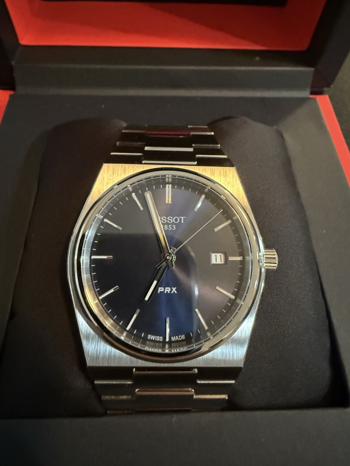 Tissot PRX Powermatic Blue Dial Grey Strap 40mm Men’s Watch – BRAND NEW
