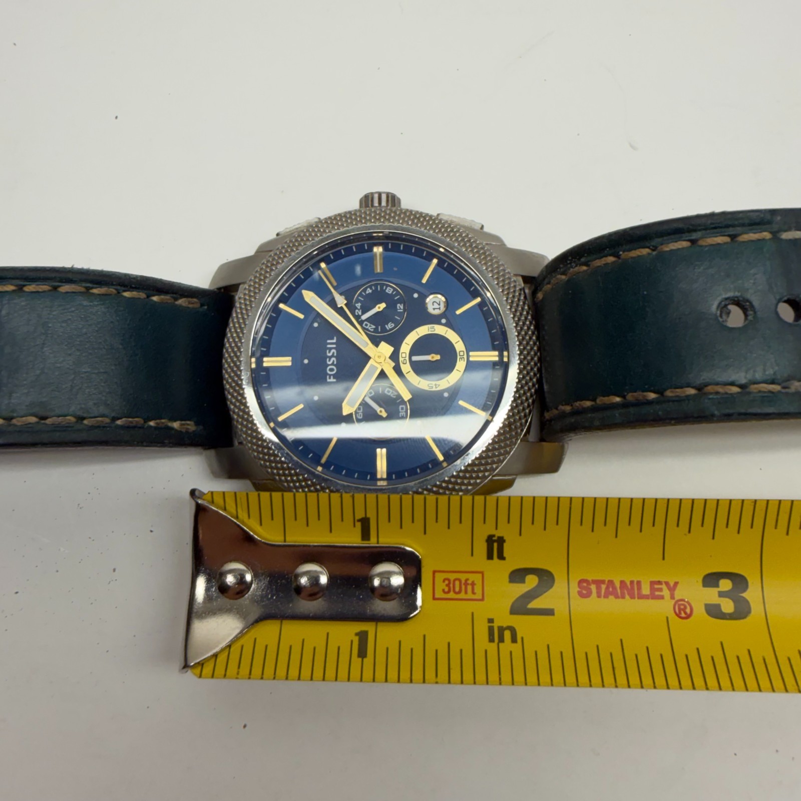 Fossil FS5262 Machine Chronograph Men’s Watch Blue Dial Dark Green Band – AS IS