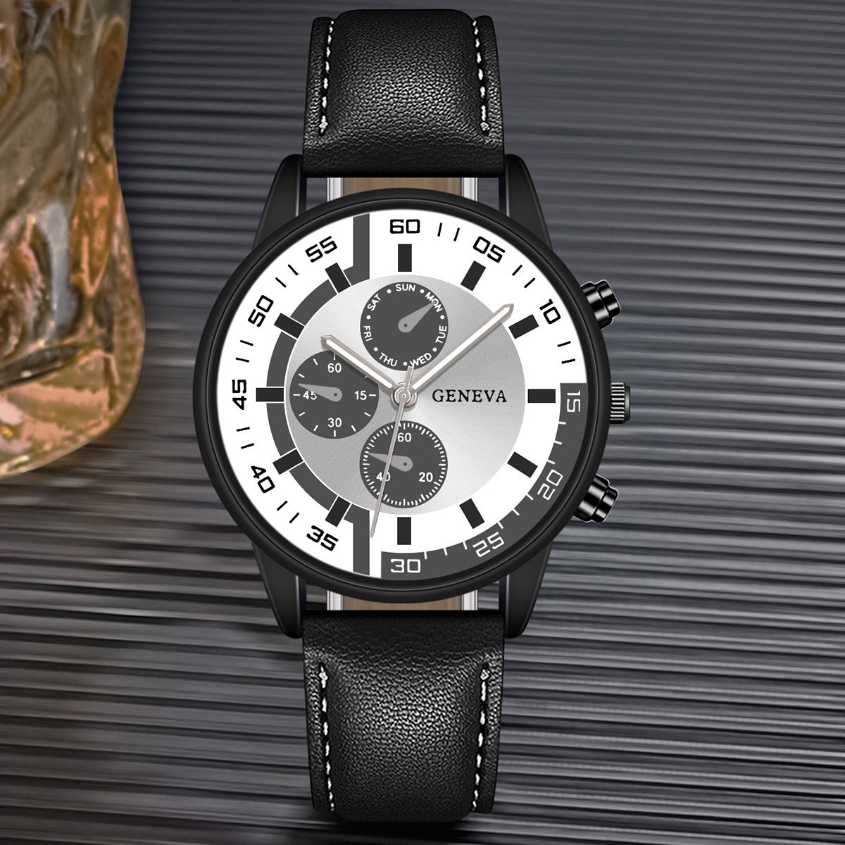 Retro Round Buckle Quartz Men’s Geneva Watches