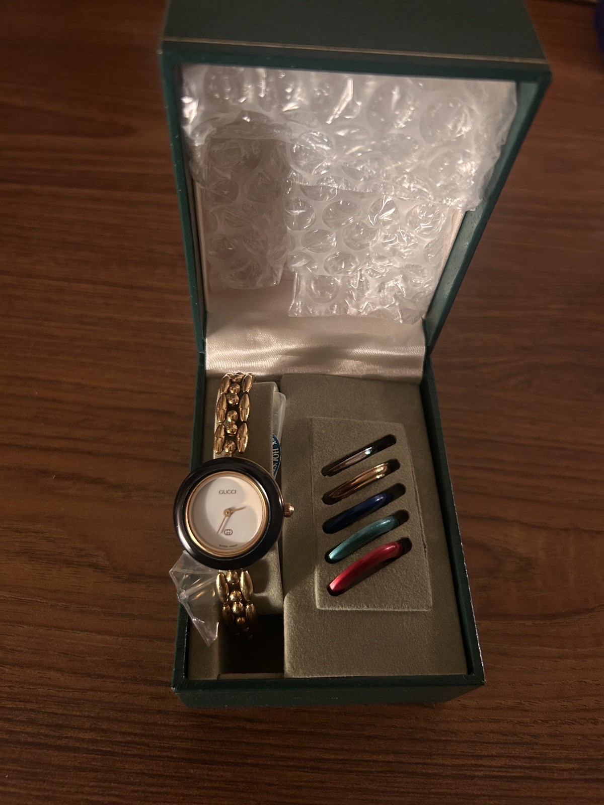 GUCCI Change Bezel 1100-L Watch Quartz Gold BOXED Women’s Working Authentic