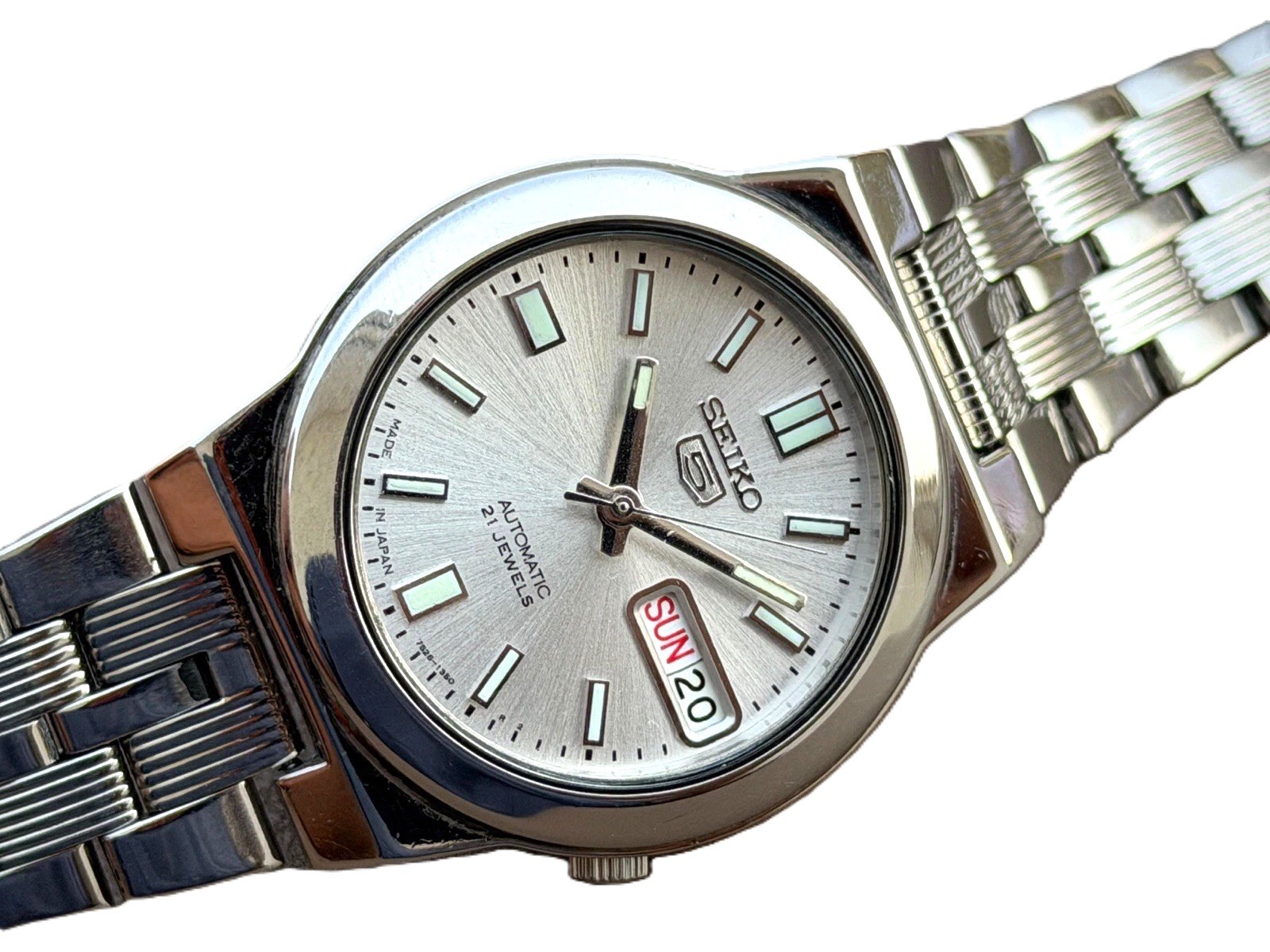 Vintage Seiko 5 Automatic 36mm Silver Dial Day-Date 7S26 Men’s Watch — S-134