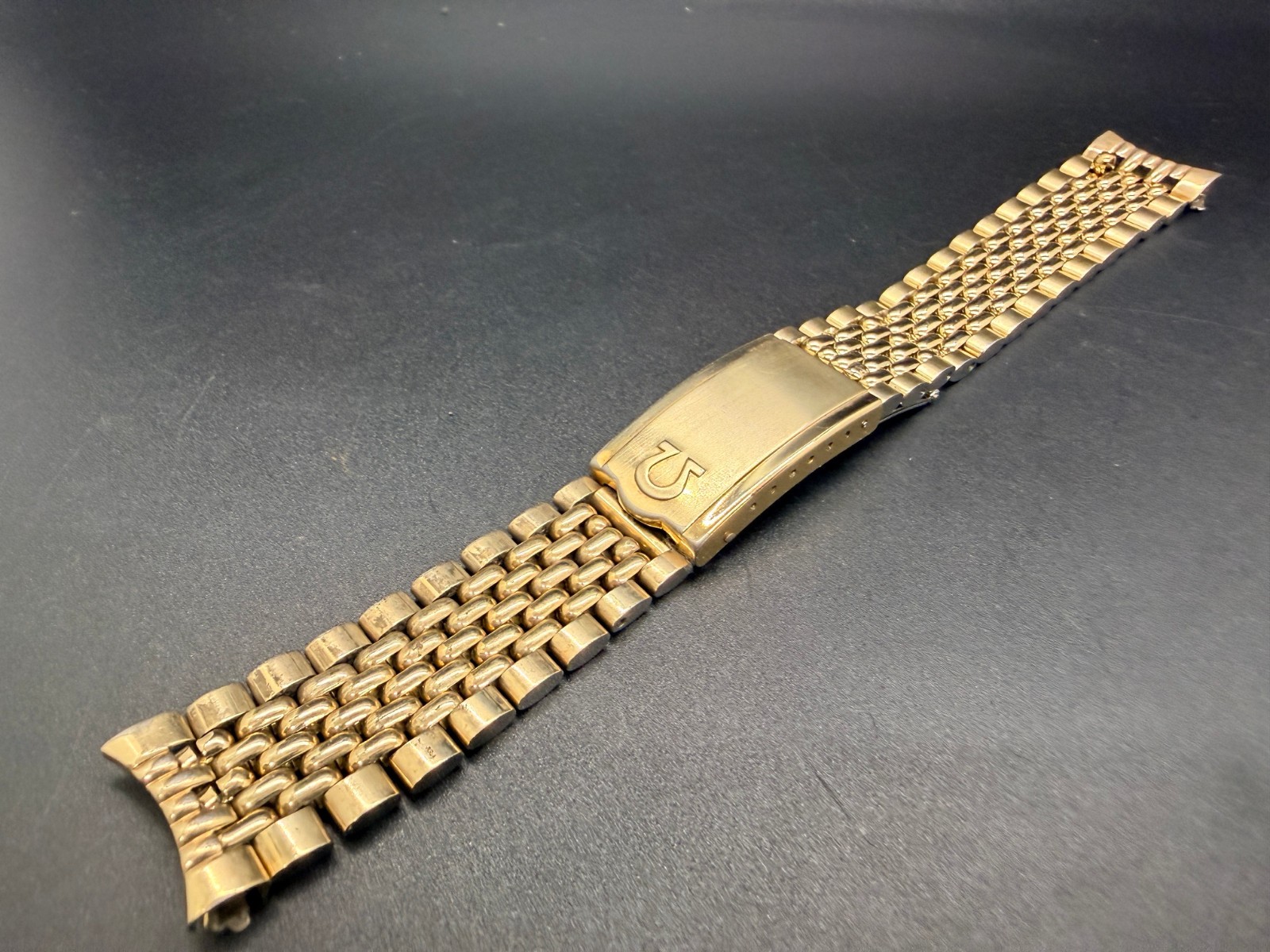 Vintage Omega 8220/511 Gold Plated Beads of Rice Bracelet 18mm Seamaster BOR