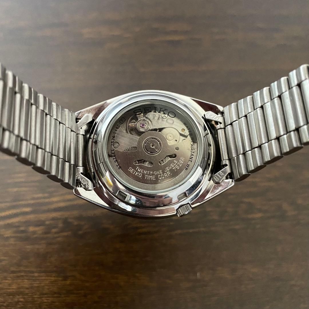 SEIKO 5 Automatic 7S26 0480 Navy Dial See through back From Japan