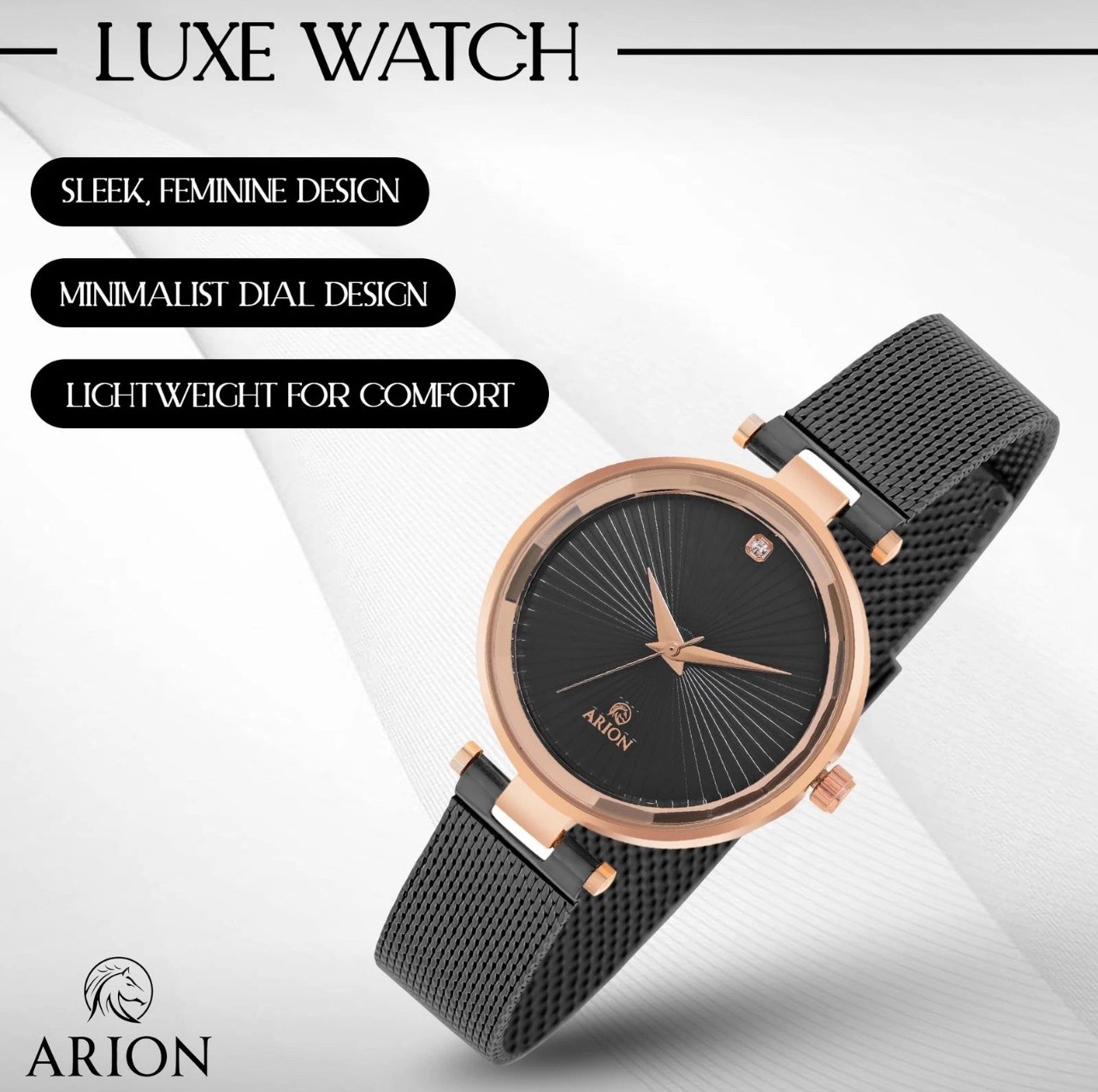 Arion Watch Women’s Analog 26mm Rose Gold Painted Brass Wristwatch Premium