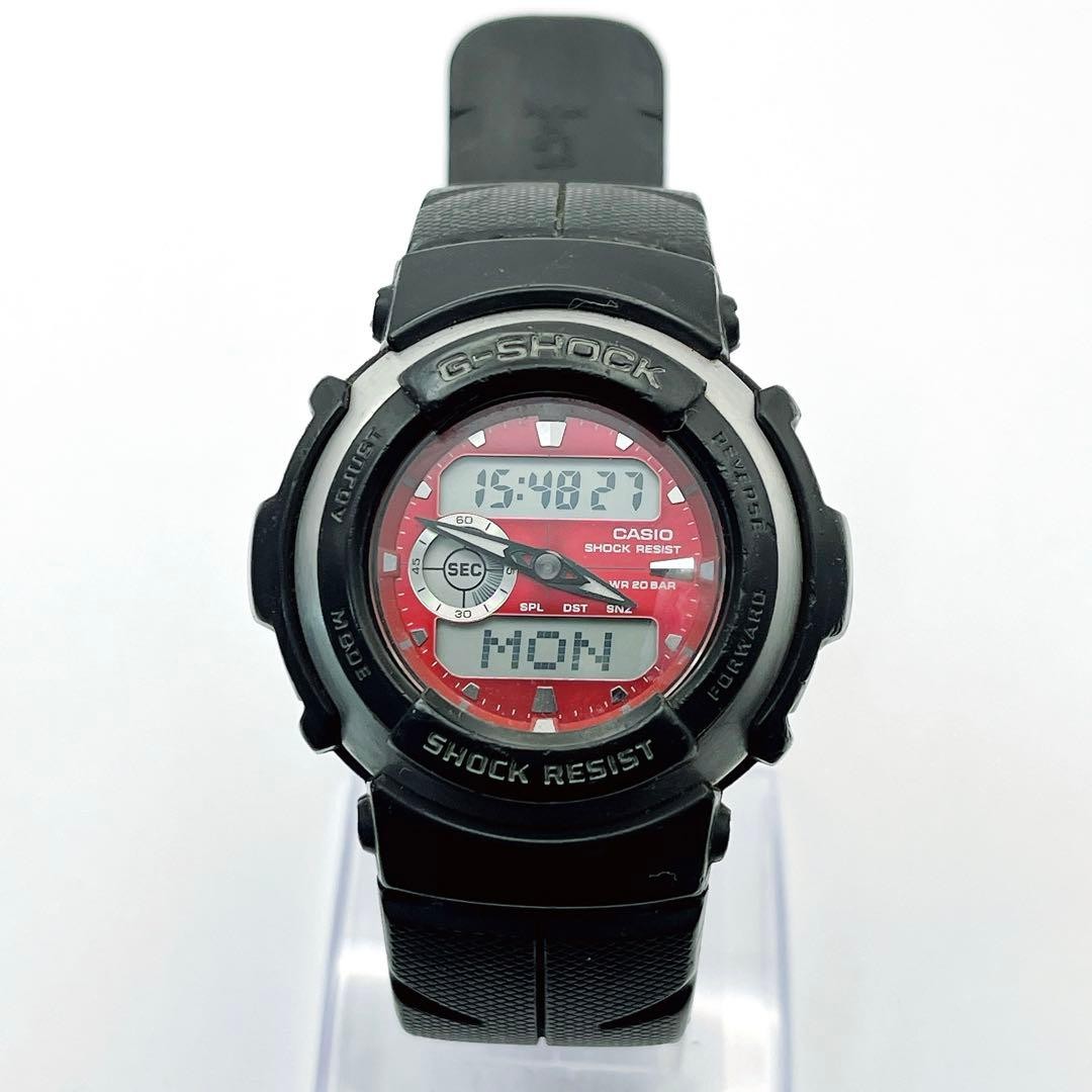 CASIO G-SHOCK G-300 Black Red Panel Men’s Digital Analog Watch Used Japan