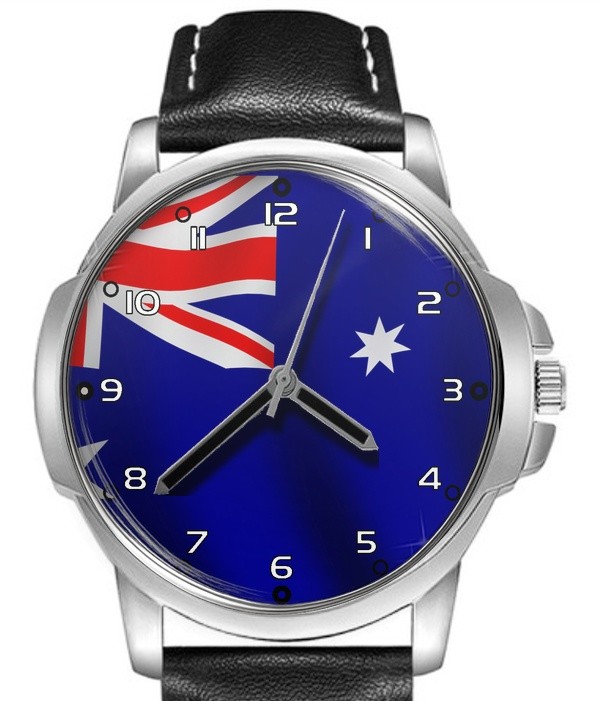 Australia Flag Collectable Leather Strap Big Dial Gift Wrist Watch