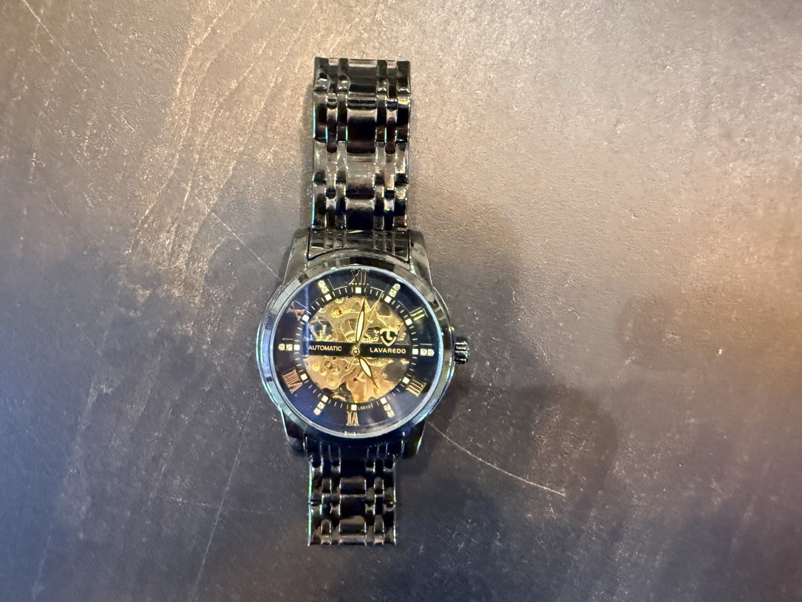 Lavaredo L6610 Automatic Skeleton Dial Wristwatch Black Stainless Steel