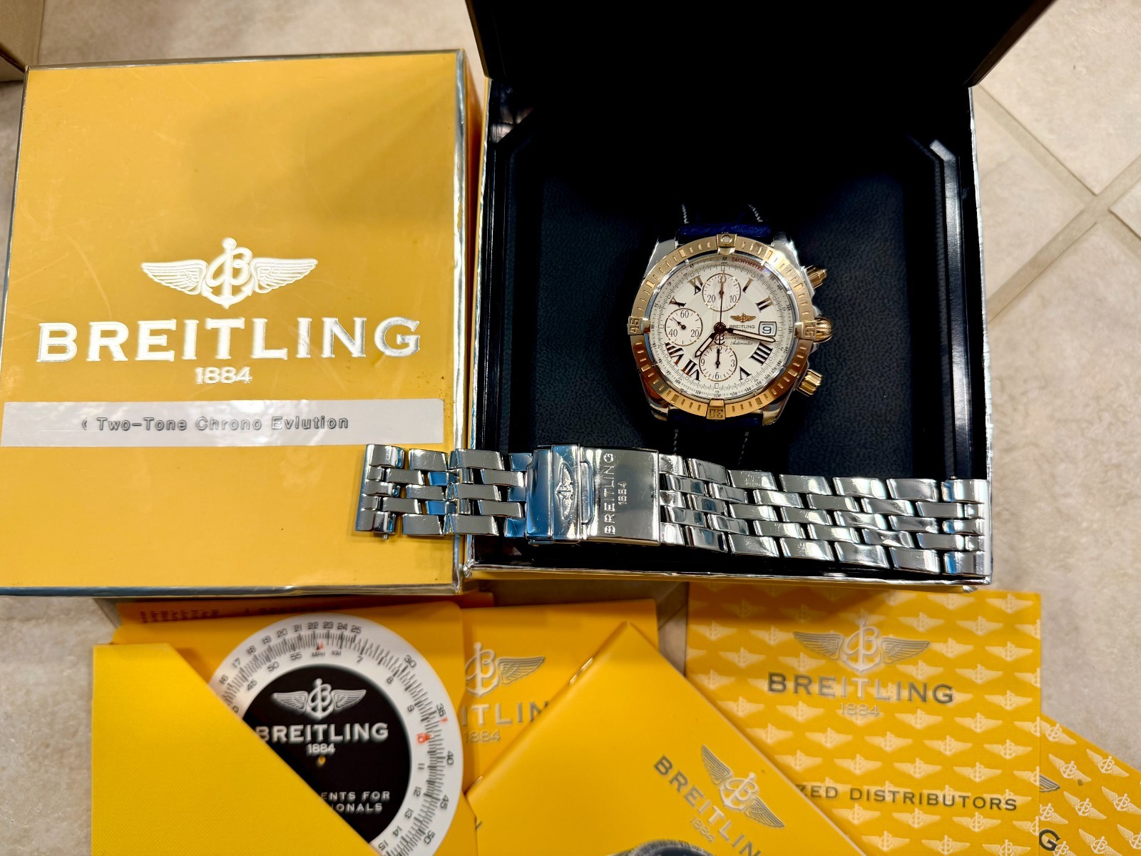 Excellent Breitling Chronomat Evolution, SS with 18K Bezel 43mm