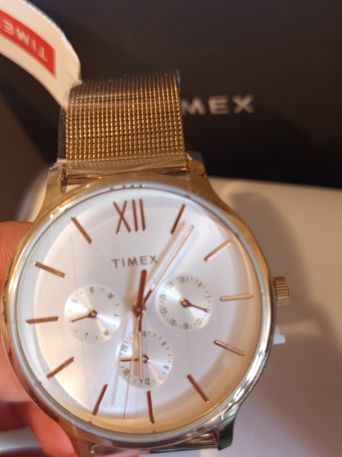 Timex Gold Watch with Roman Numbers TW2T74600 NEW Wristwatch