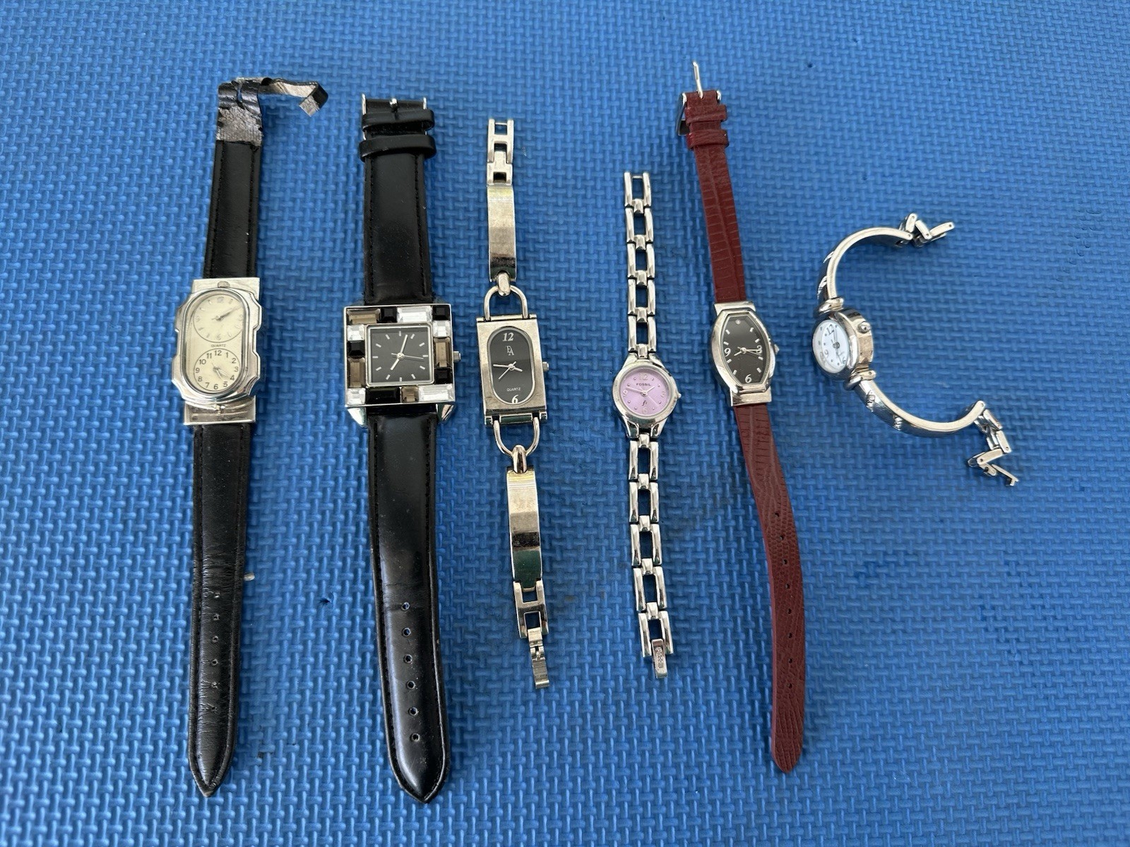 Lot Of 6 Watches Stainless Steel Watch TCZ SR626SW FOSSIL EA QUARTZ