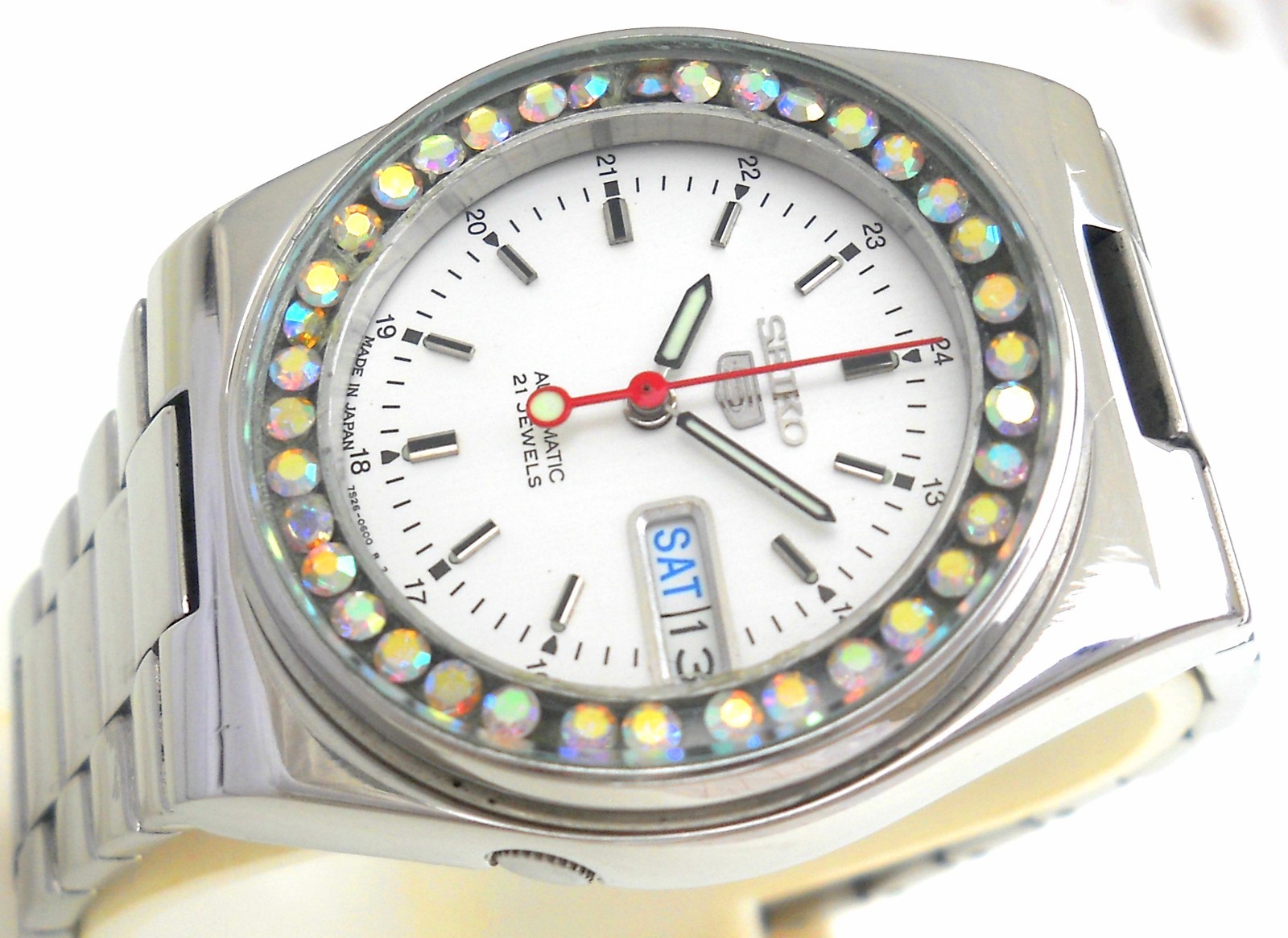 Retro Seiko 5 .. 21 Jewels Japan Automatic Watch Modified Crystal Bezel Dial