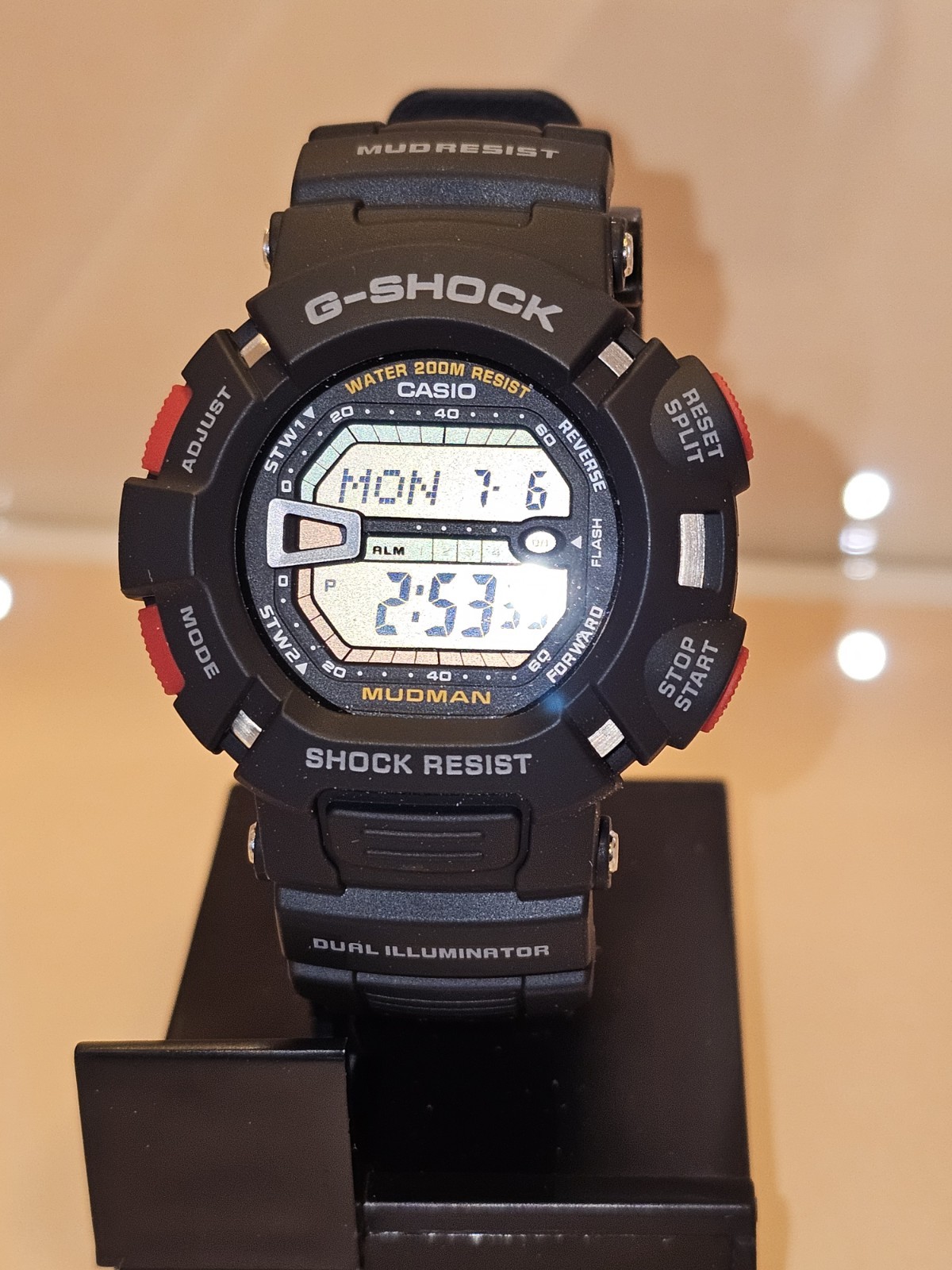 Casio G-SHOCK Mudman Digital Quartz 200m Shock-Resistant Black/Red Resin