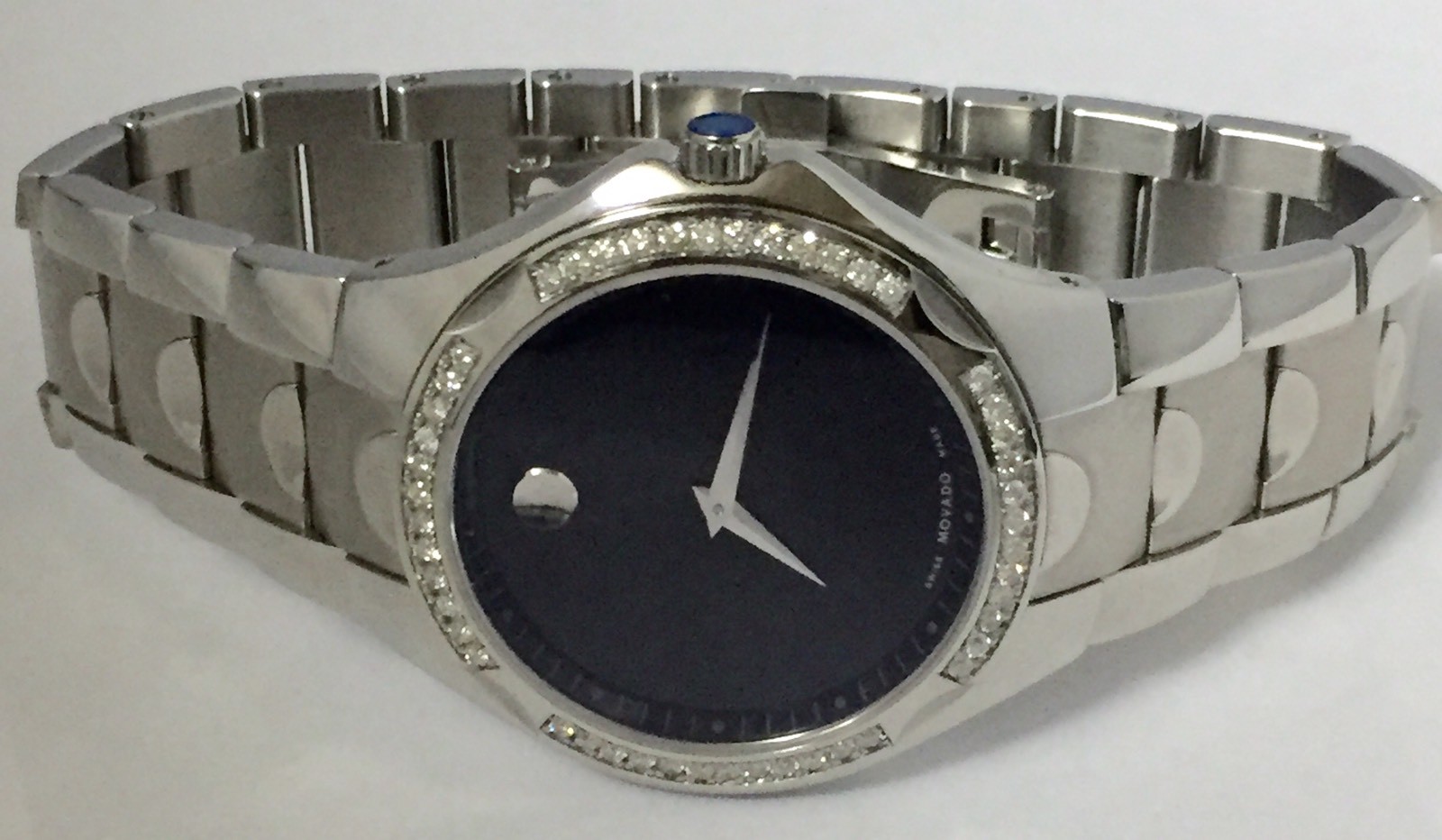 New Men’s Movado Black Luno Real Diamond Watch 0606378 Custom Set 0.80 CT Aprx