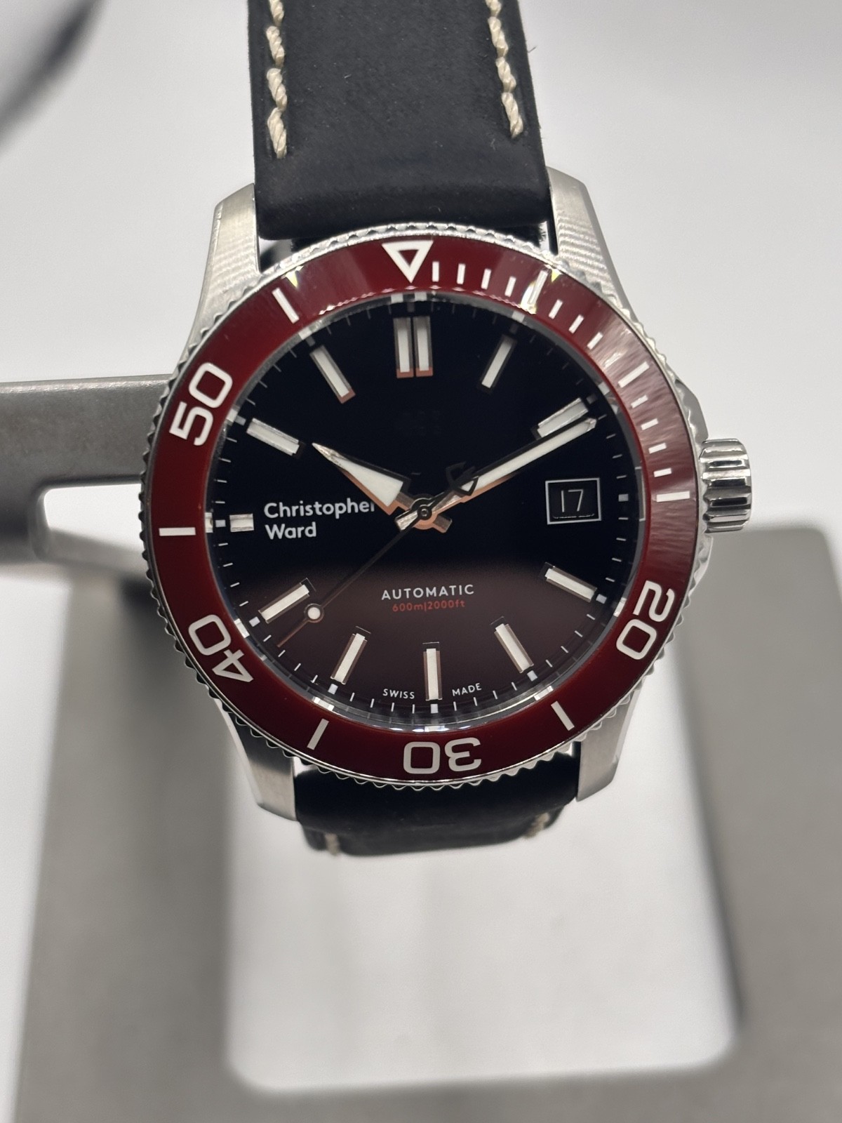 Christopher Ward C60 Trident Pro 600 Mk3 red bezel 38mm (01/2021) WH1396H