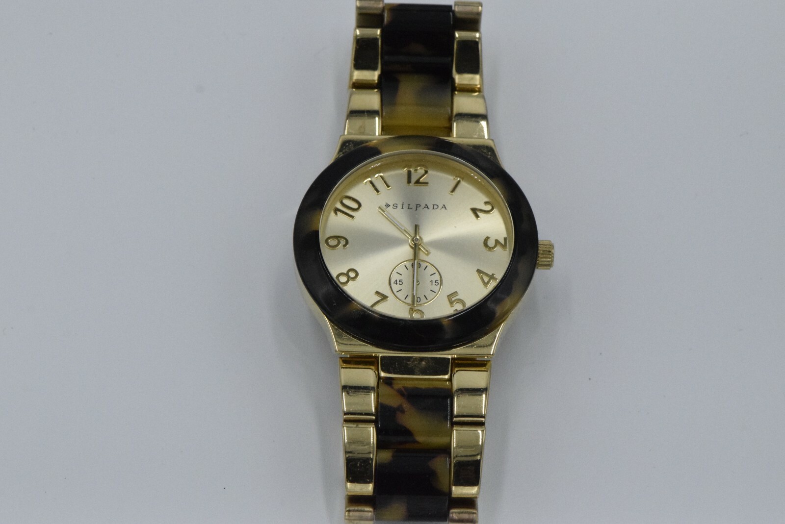 Silpada “Timeless Tortoise” Resin Stainless Steel Gold Watch KRT0016