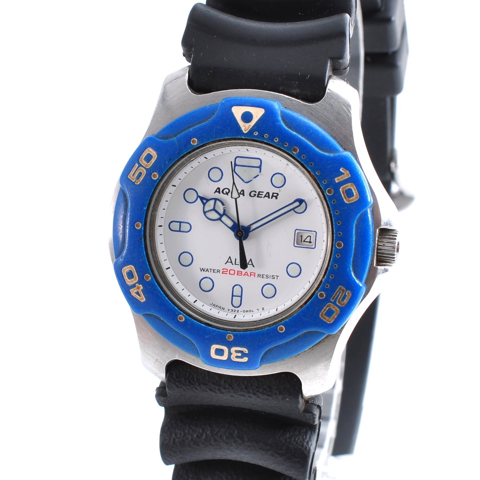 SEIKO ALBA V322-0A00 Quartz Day Date Men’s Watch New Battery w-11044
