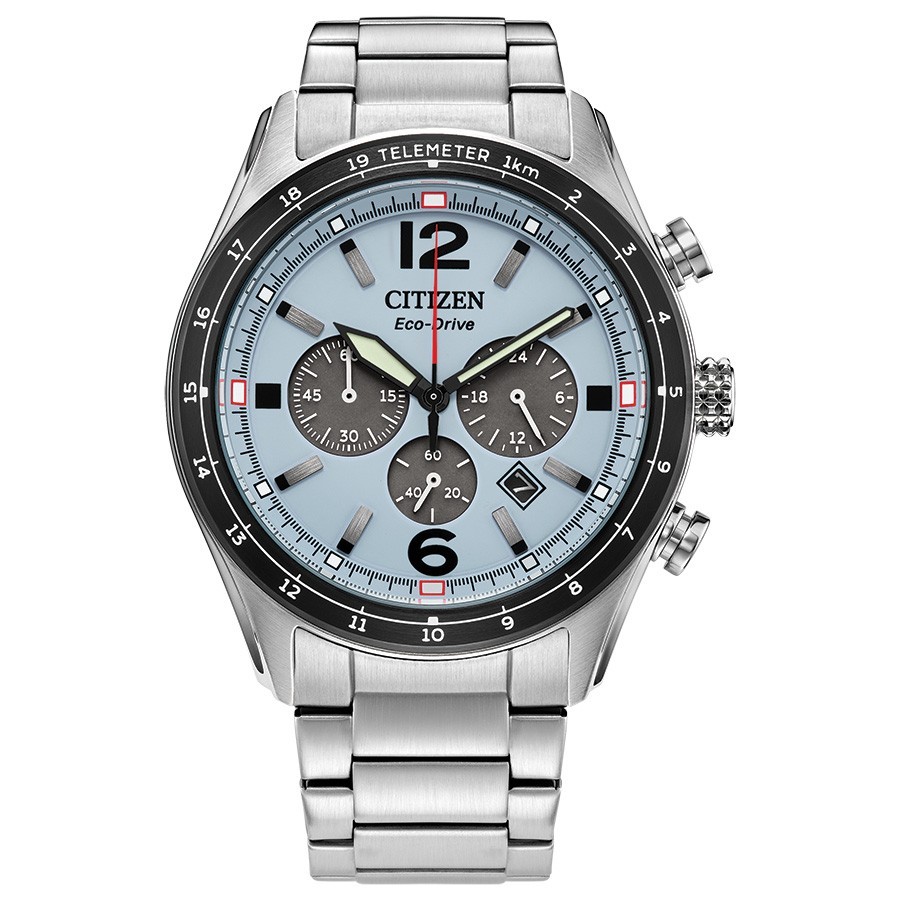 Citizen Men’s Chronograph Date Window Silver Eco-Drive Watch 43MM CA4654-55L