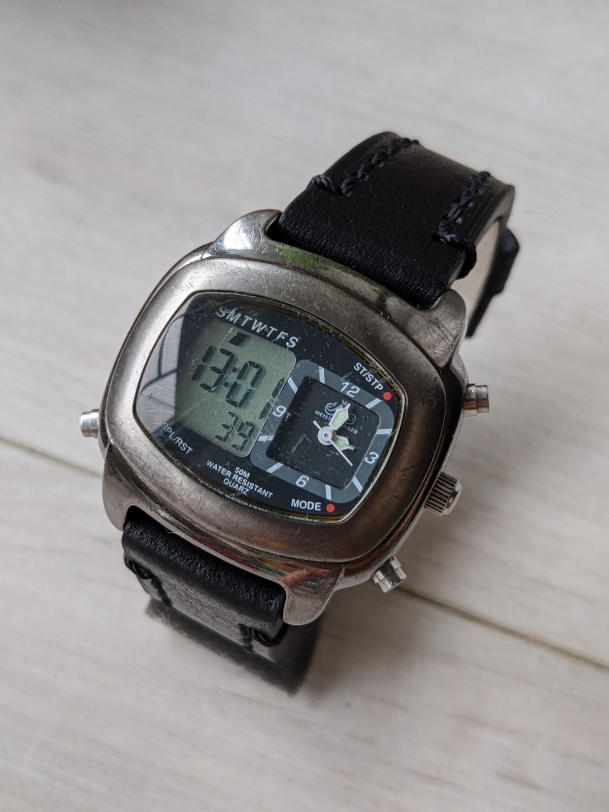 Vintage mens watch Meister-Anker double dial quartz
