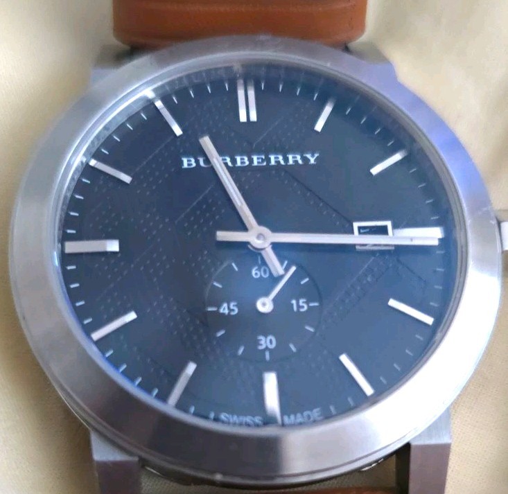 Burberry BU9905 The City Swiss Sapphire Black Dial Brown Leather Box Papers