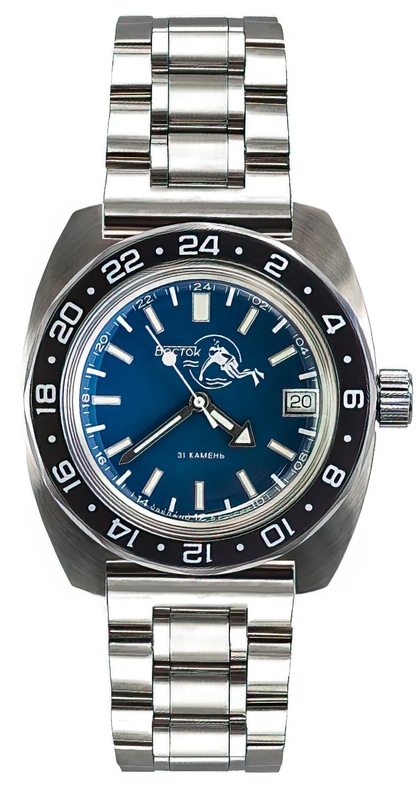 Vostok Amphibia 17003B Watch Scuba Dude Automatic 24-Hour NEW MODEL US SELLER