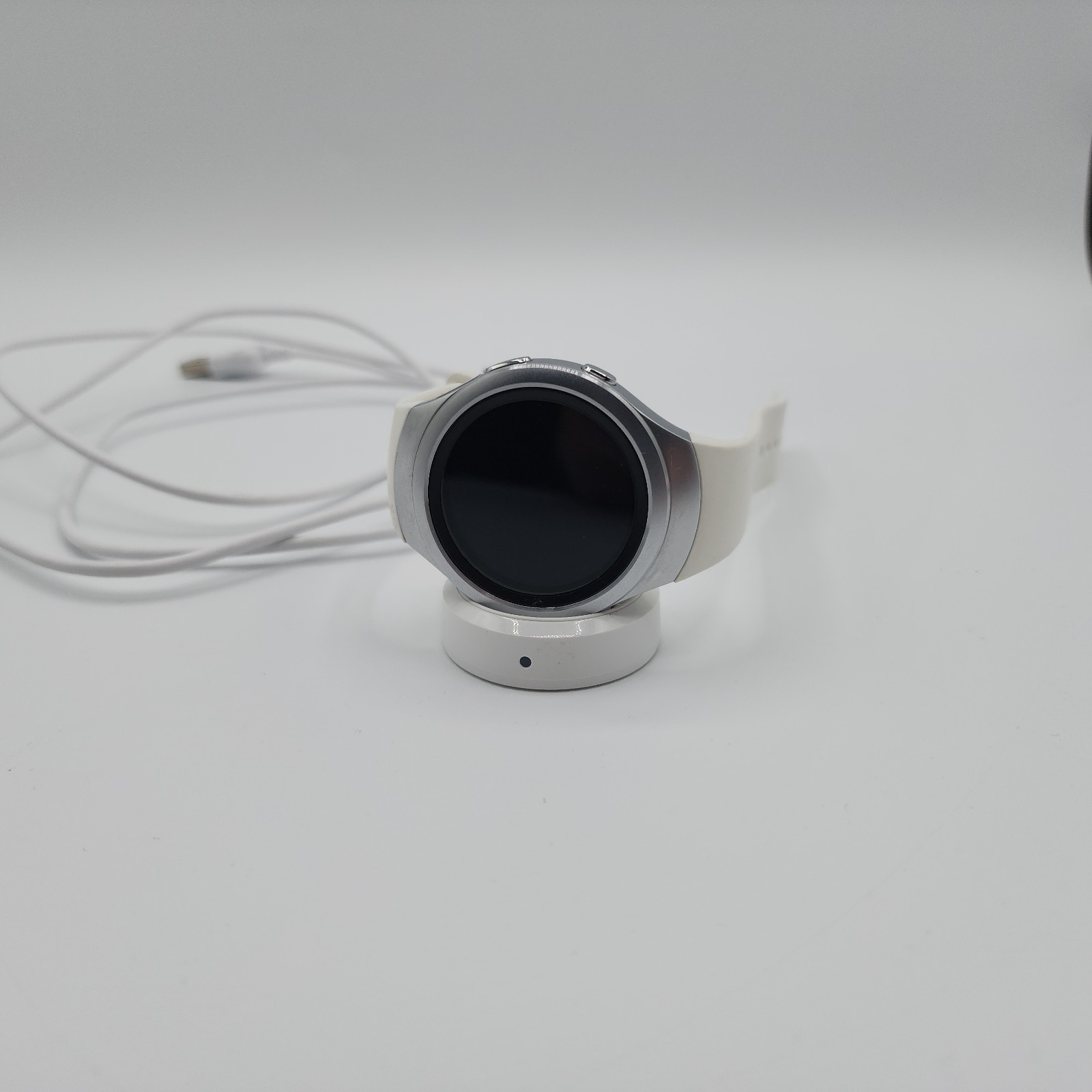 🚀Samsung Gear S2🚀 SM-R730A Smart Watch Silver/White + Off White Band! W/Dock!