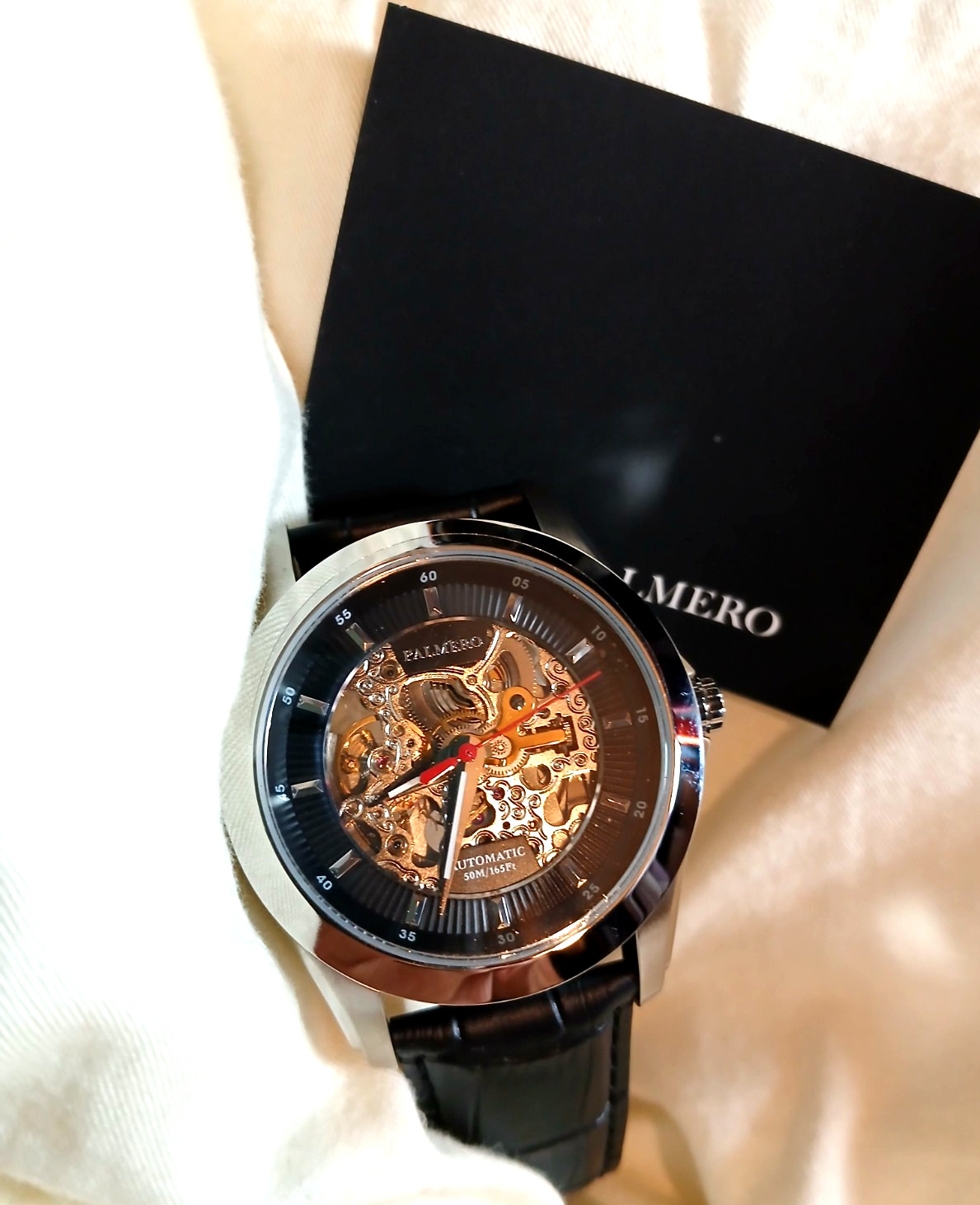 Palmero Caron Skeleton Automatic Watch – Black Dial and Black Strap