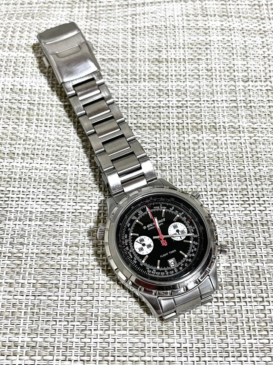 Pierre Guionnet Paris Flight Timer Pilot Chronograph Slide Rule 90s Black Dial