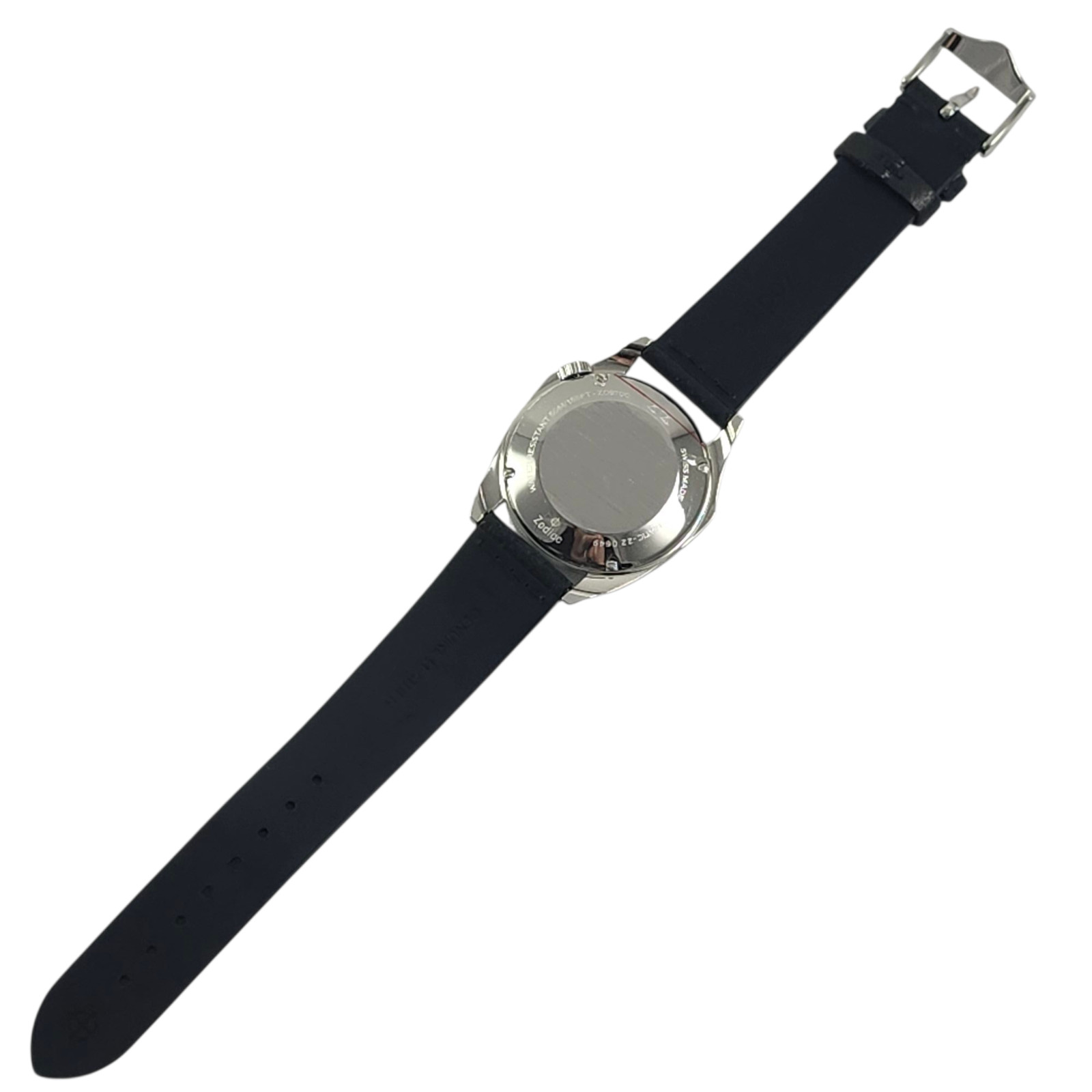 NEW Zodiac Olympos Automatic Black & Silver Leather Mens Watch ZO9700 NWT Box