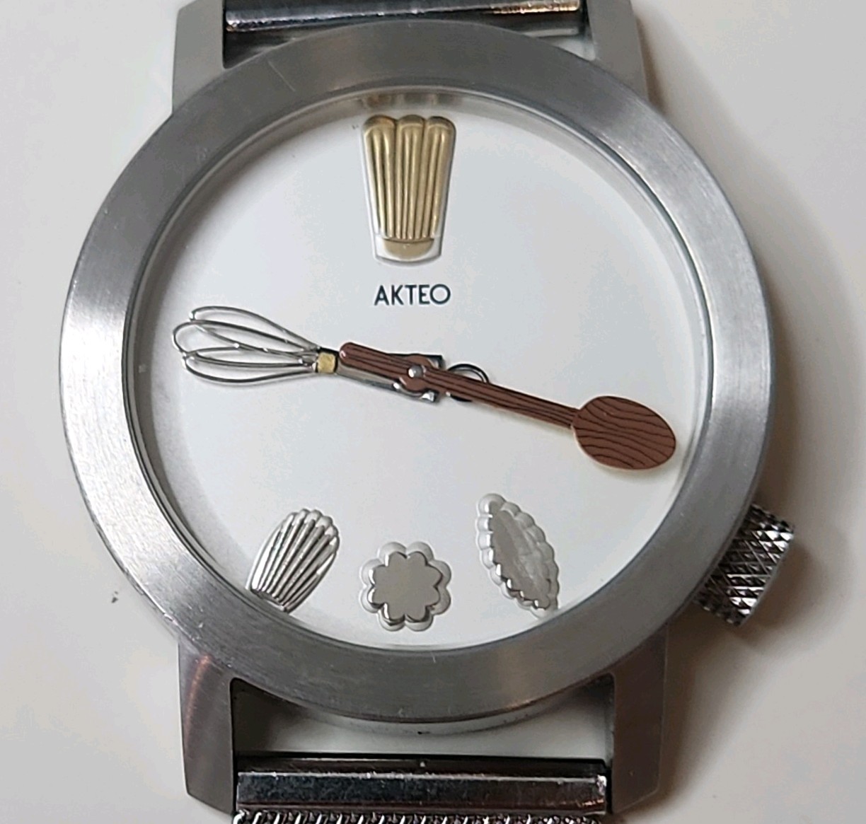 AKTEO RARE Designer Cuisine Chef 1990’s Wrist Watch Stainless Steel Band.