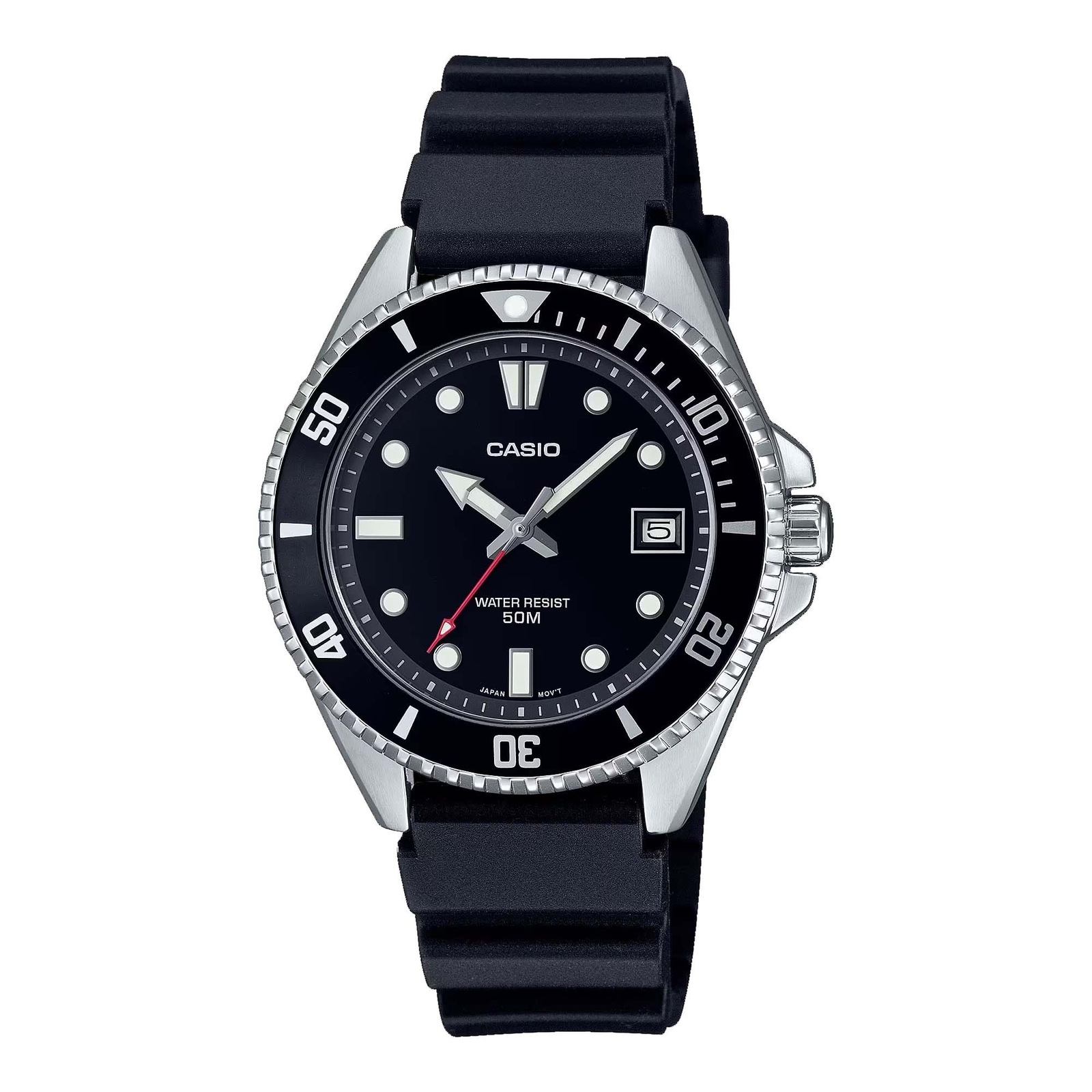 Casio MDV10-1A1 Unisex Dive 38mm Rubber Band Black Dial Sports Watch