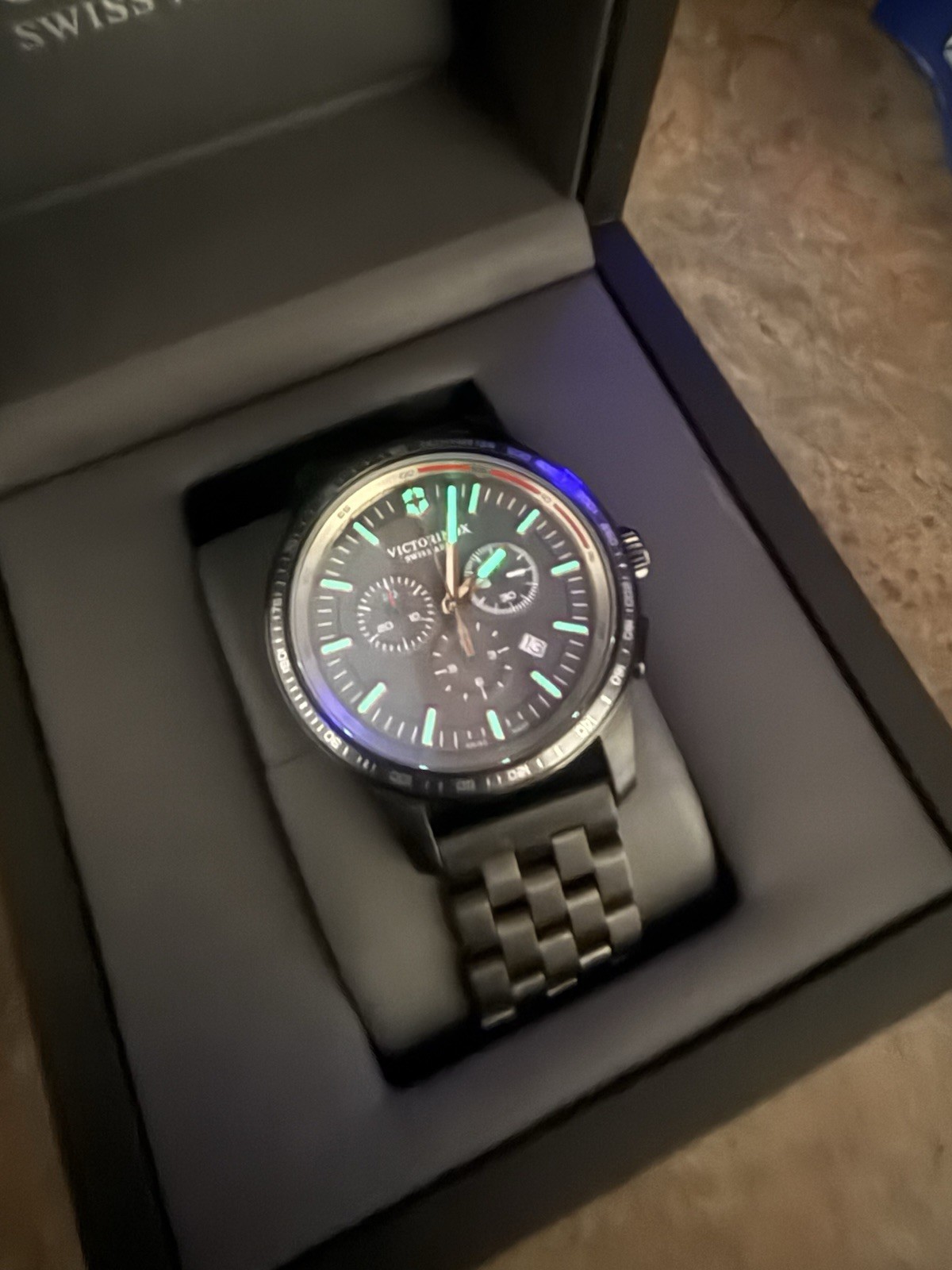 Victorinox Alliance Sport Chronograph 241818 Brushed Steel And Silicone Band