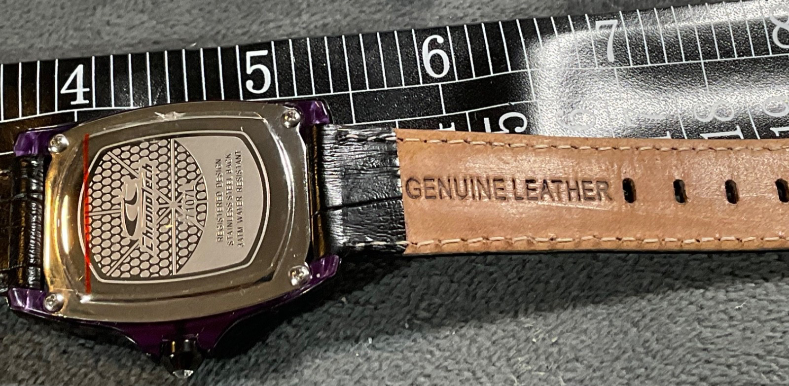 ChronoTech PRISMA WOMENS WATCH 34mm Date Leather 7107L NEW BATTERY Subtle Glitz!
