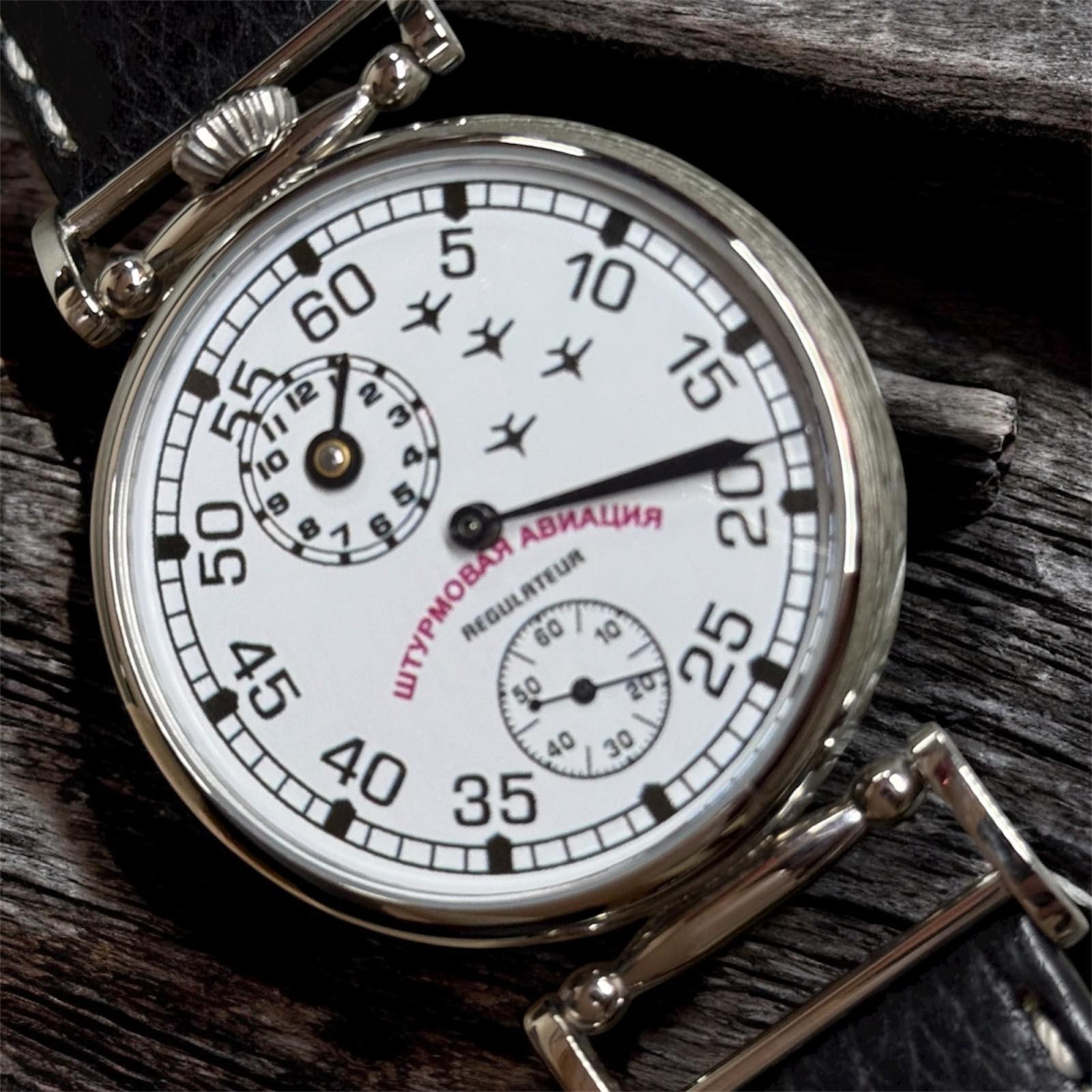 Regulator Watch Mechanical Wrist Russian Attack Aviation Men Pilot Fight Molniya