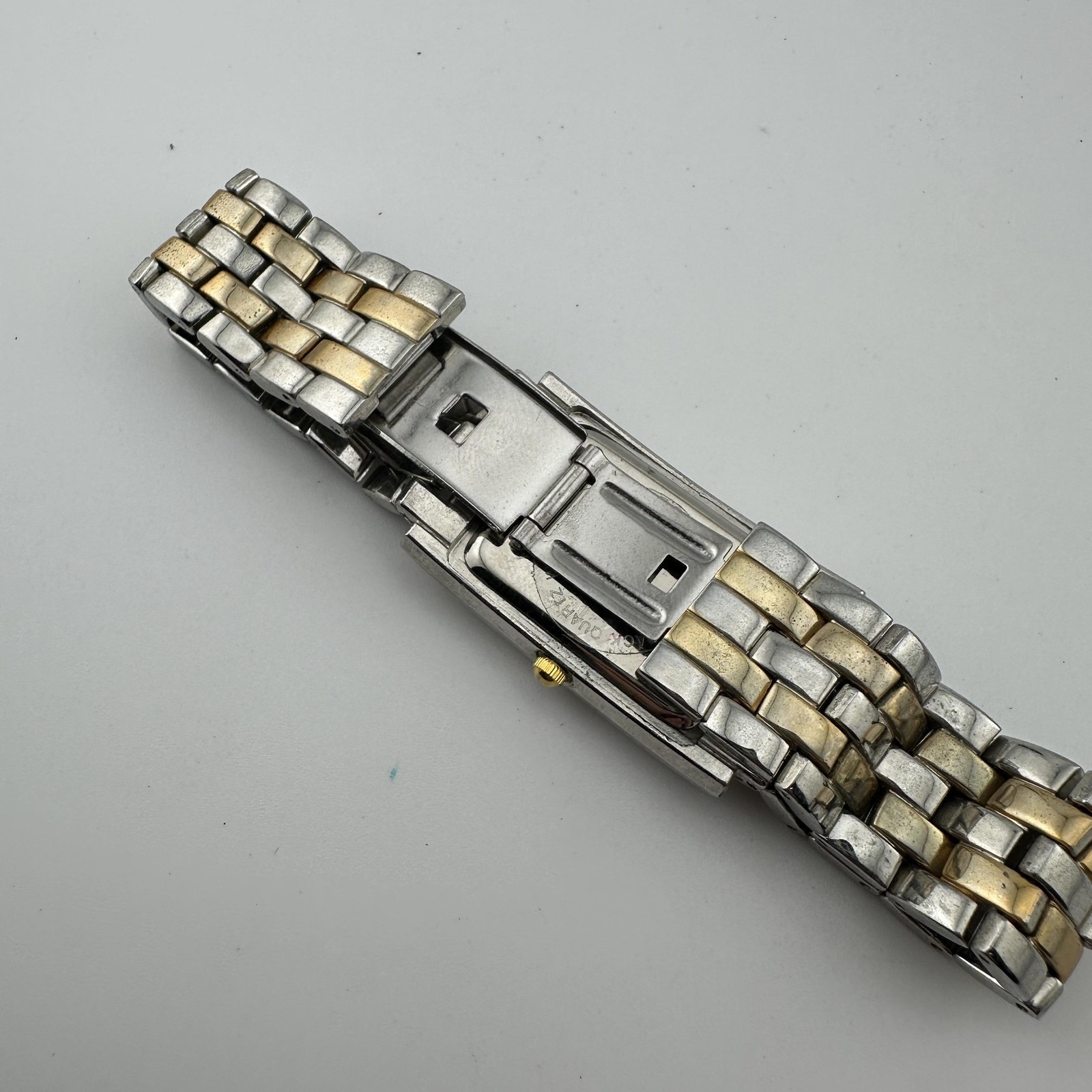 Celebrity Quartz Watch Rectangular Tank Two-Tone Roman Numeral Date Japan Movt