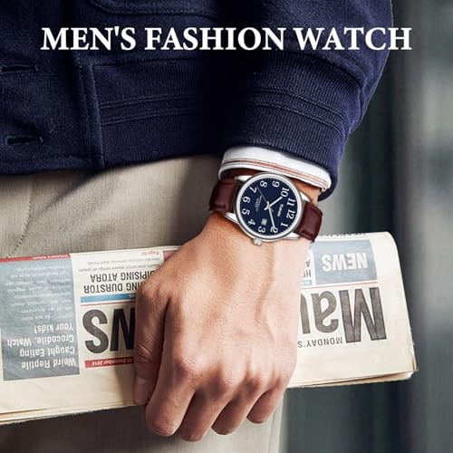 Watch for Men, Easy Reader Unisex Analog Quartz 01-Wine-red/Silver-Tone/Blue