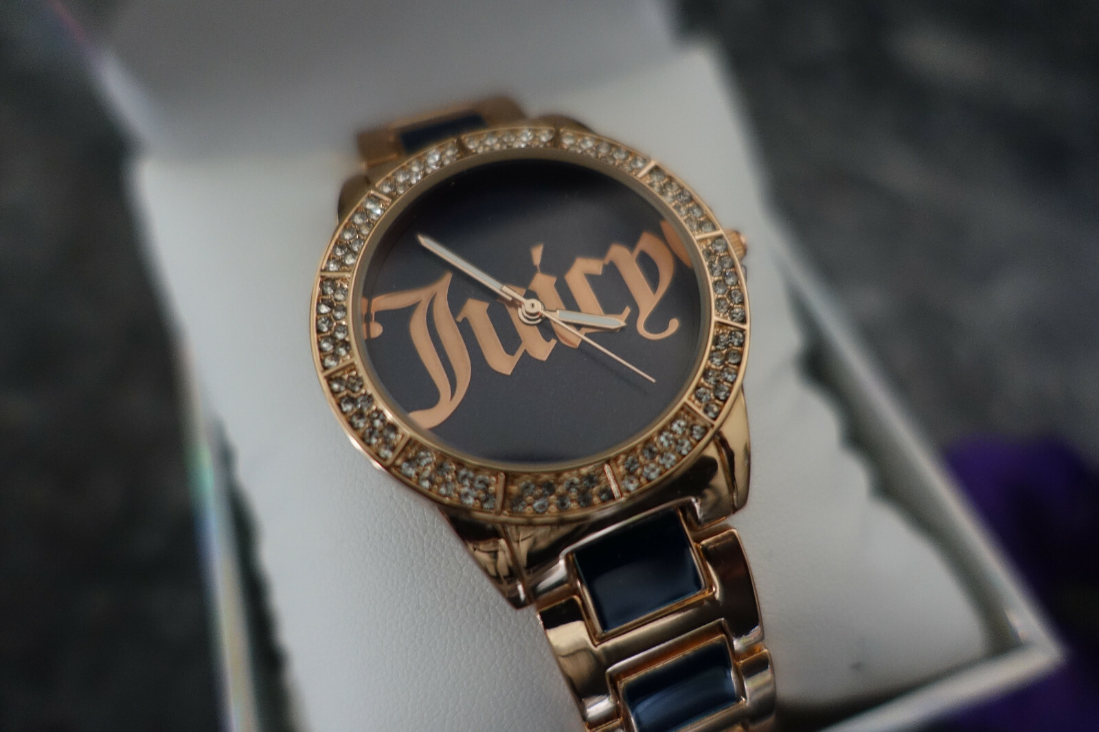 Juicy couture black label watch JC1308NVRG New in box gold tone