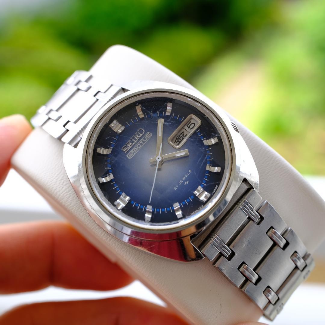 Seiko 5 Automatic Mens Watch 18cm Wrist Blue Dial Day/Date Running Japan