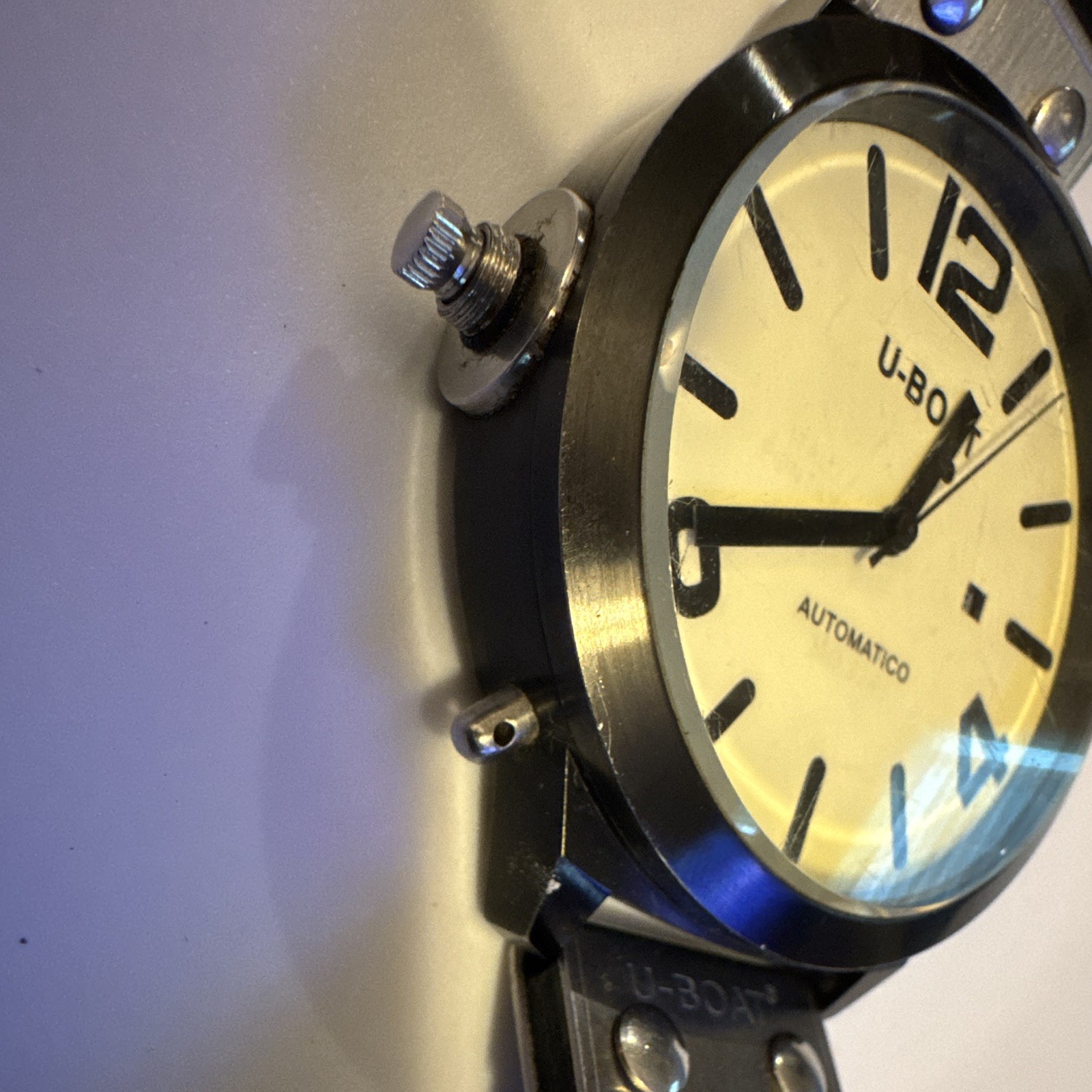 U-BOAT U-53 Automatic Self-Winding Date White Dial Black Steel 50m Leather