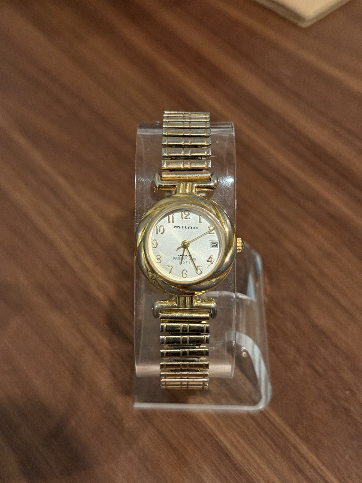 Milan Women’s Stainless Gold Steel Wristwatch Stretch Band White Quartz Dial