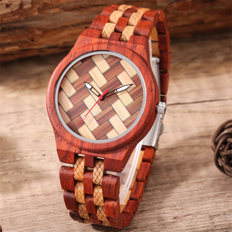 Handmade Wooden Watch Full Wood Strap Quartz Watches for Men Christmas Gifts