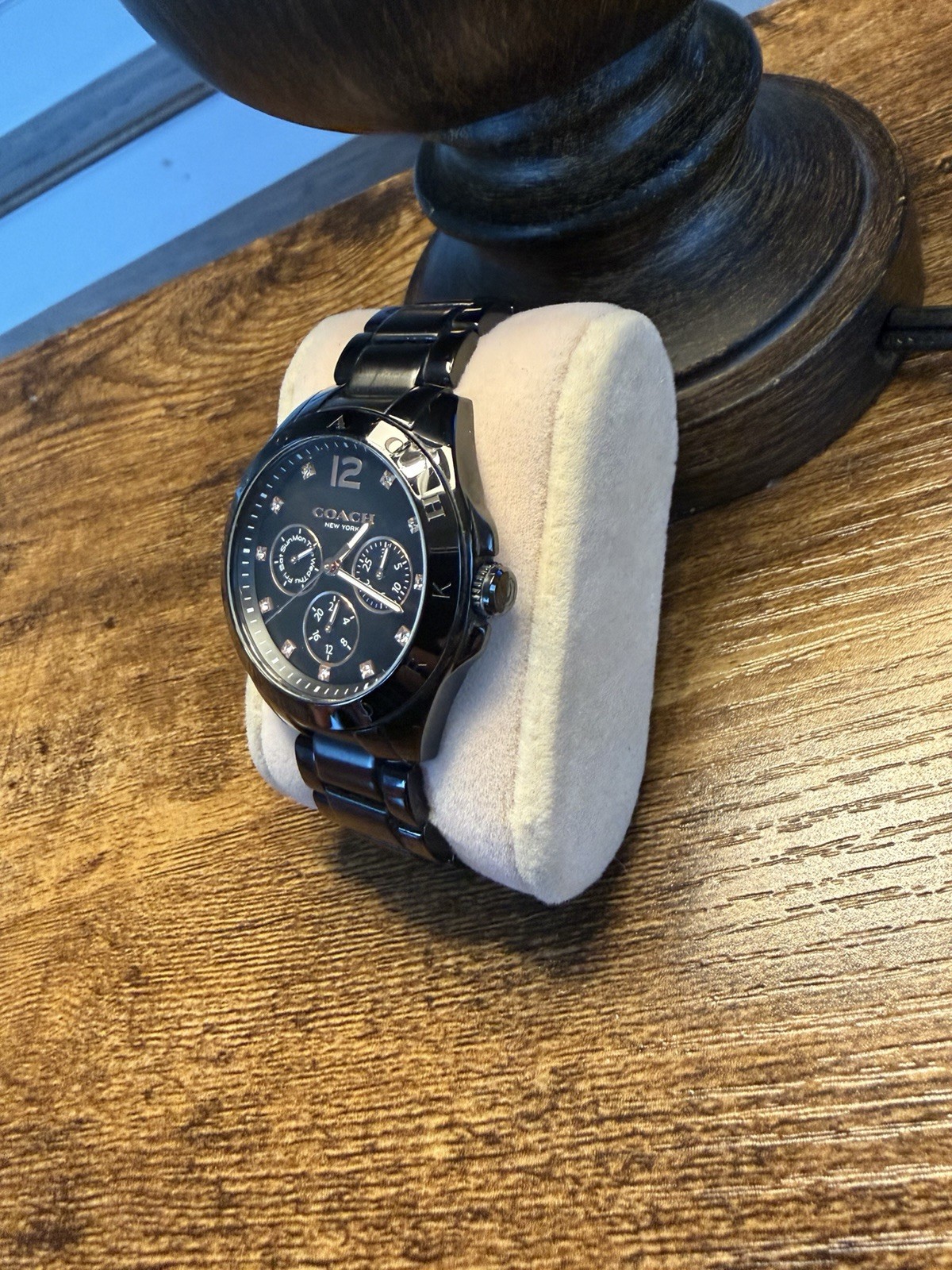 Coach Tristen Black Multi-Function 36mm Dial Crystal Accented Watch