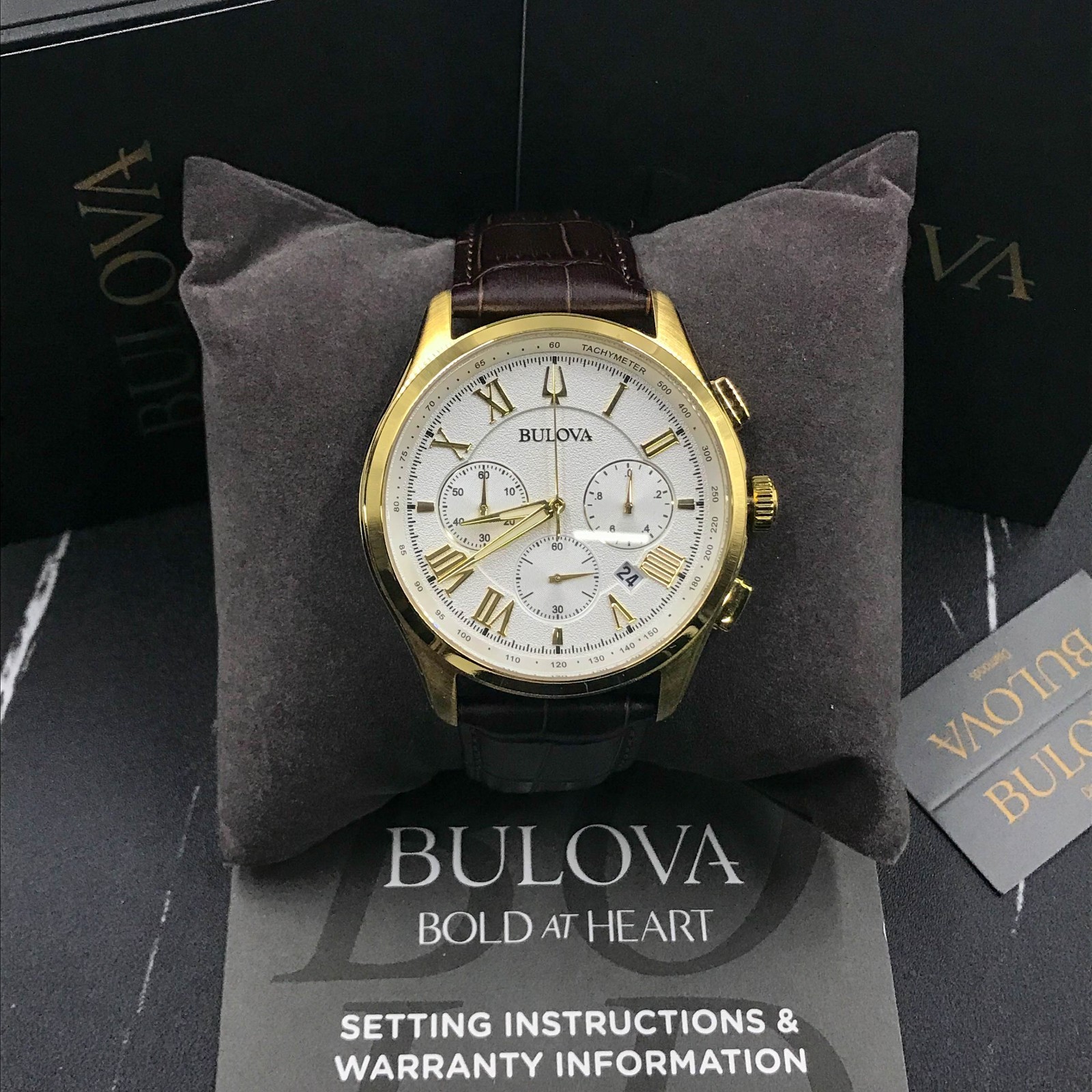 Bulova 97B169 Wilton Classic Chrono White Dial Men’s Steel Quartz Watch 45mm