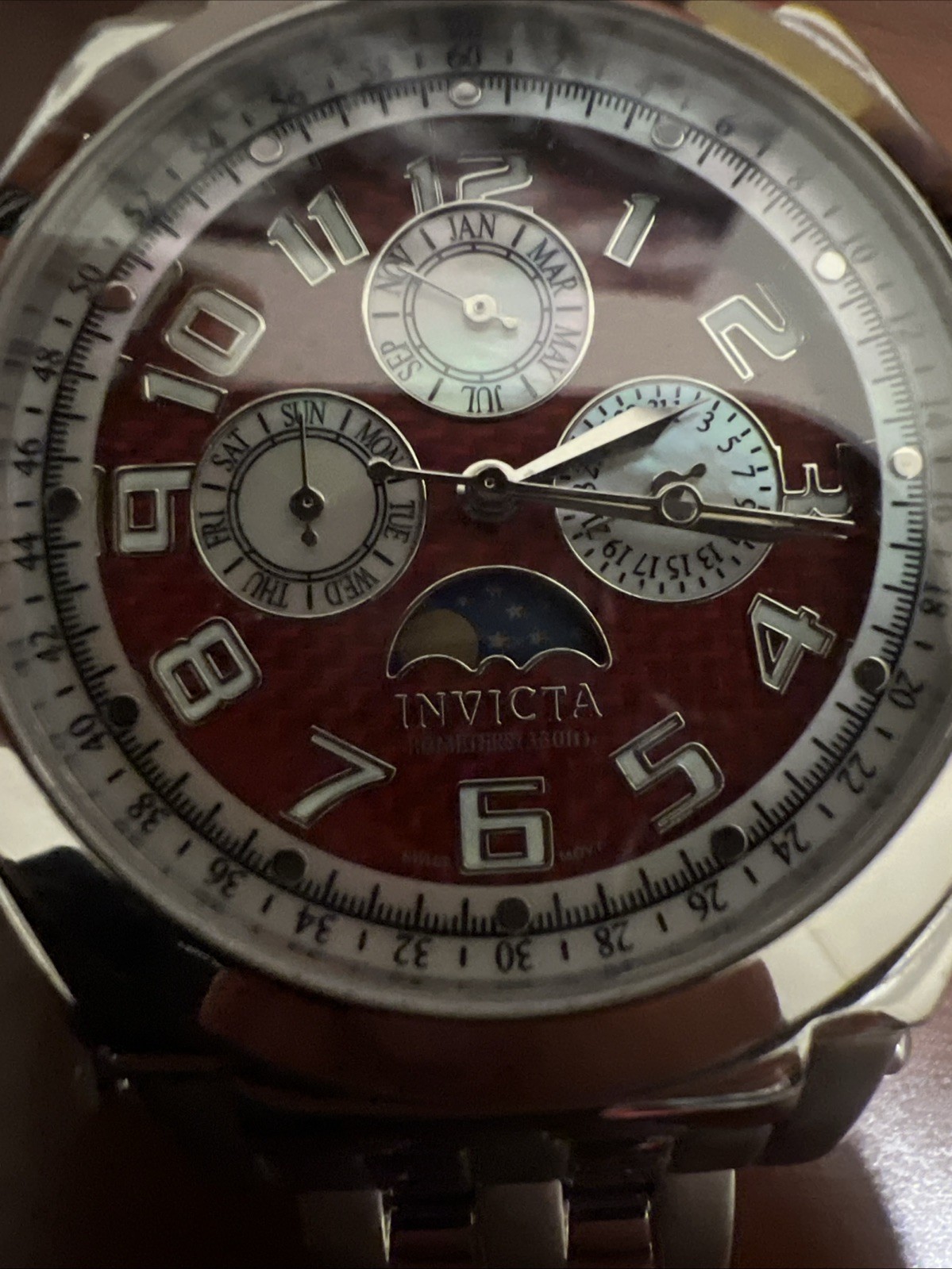 Invicta Moonphase MOP Subdials Carbon Fiber Dial Swiss Quartz #4821