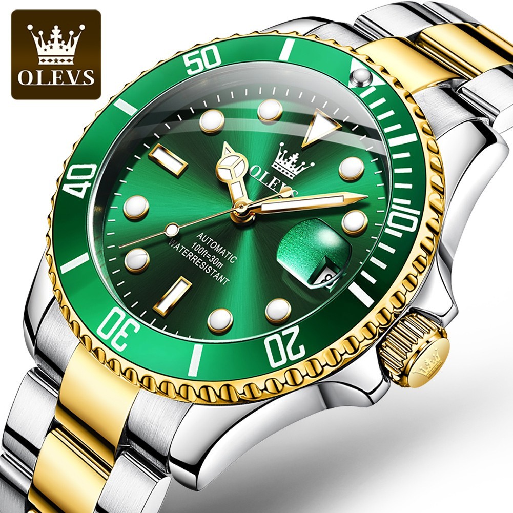 OLEVS Men’s Watch Automatic Mechanical, Stainless Steel Luminous Waterproof Date