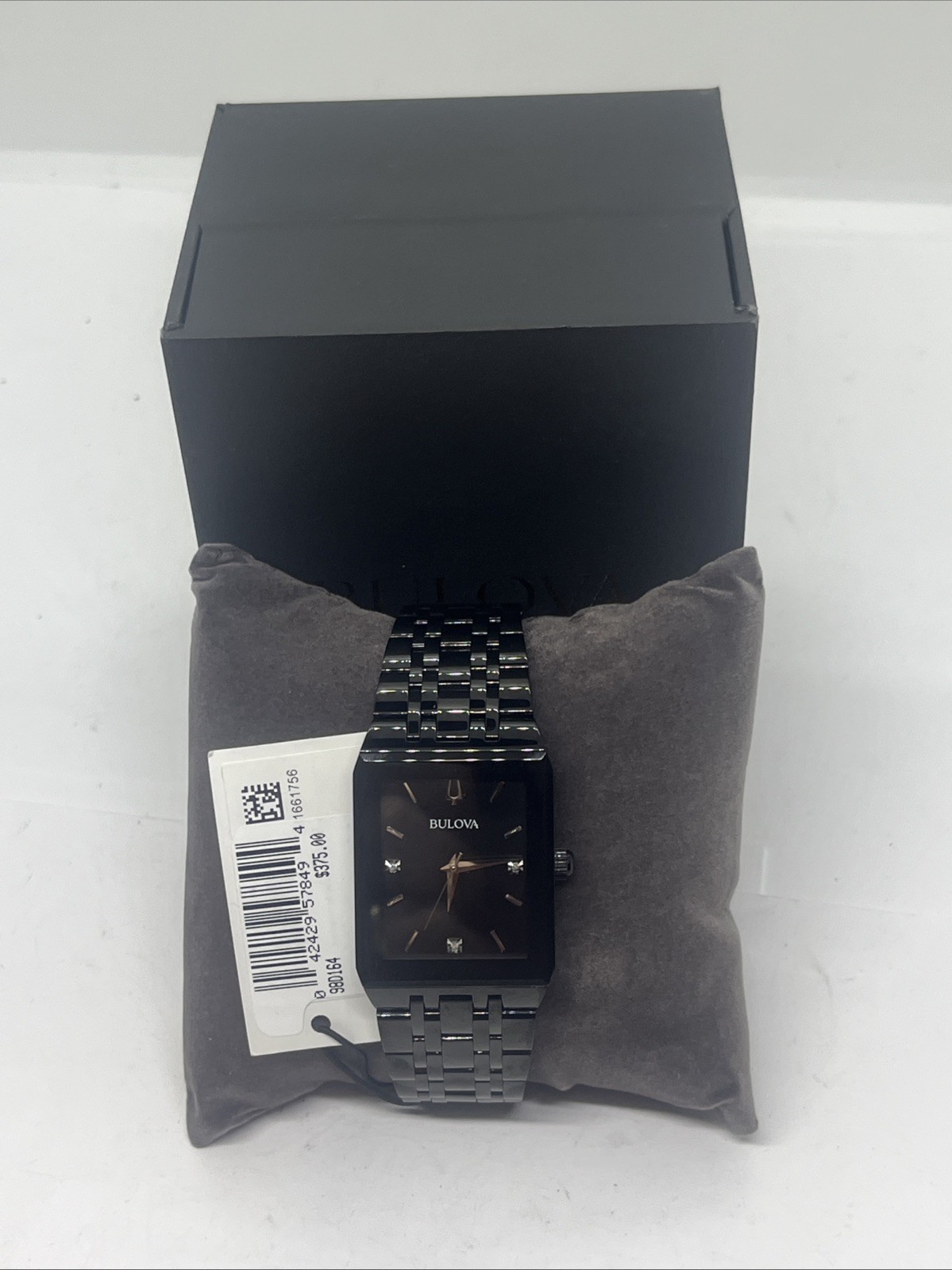 Bulova 98D164 Quartz Black Dial SS Men’s Watch New With Tags And Box No Papers