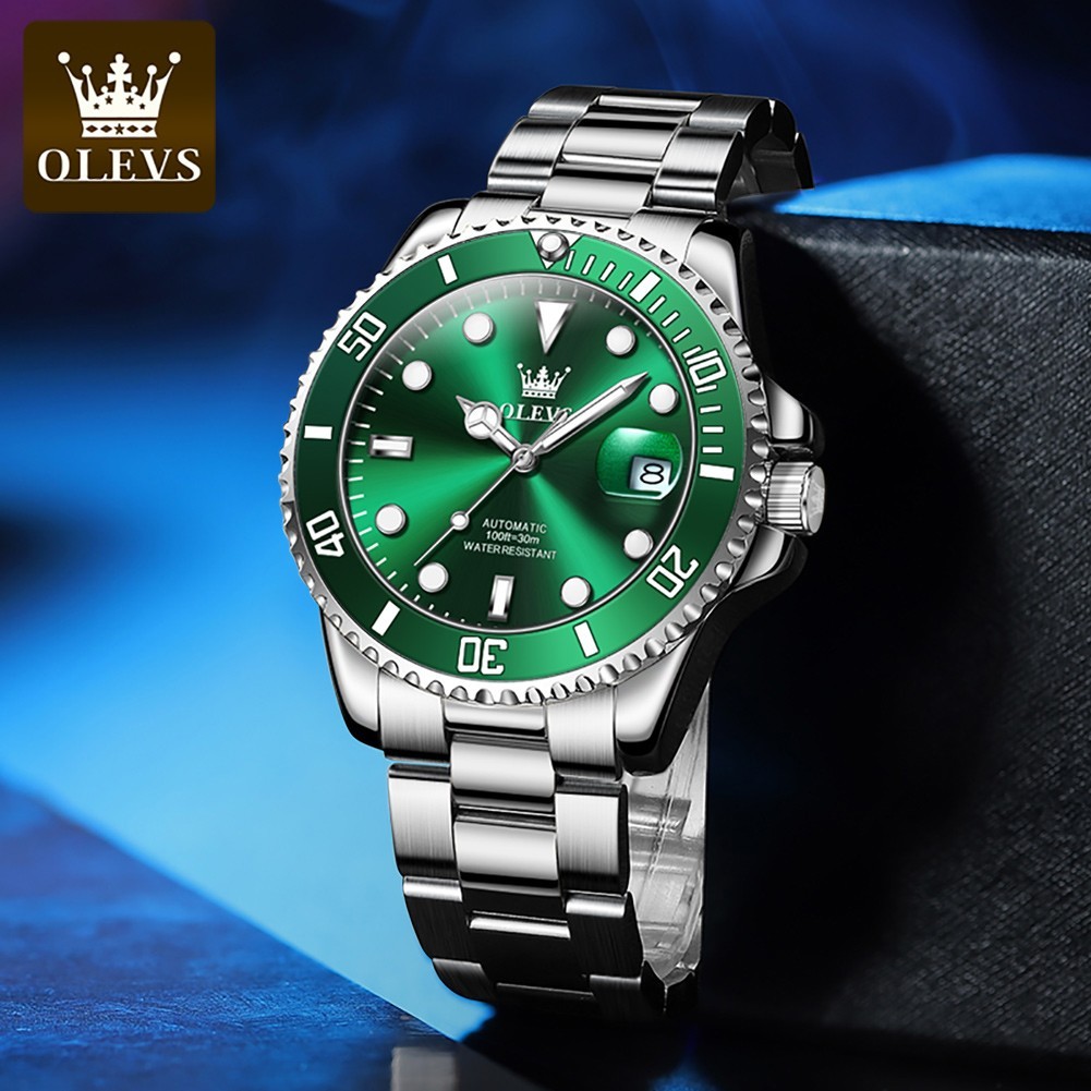 OLEVS Men’s Watch Automatic Mechanical, Stainless Steel Luminous Waterproof Date