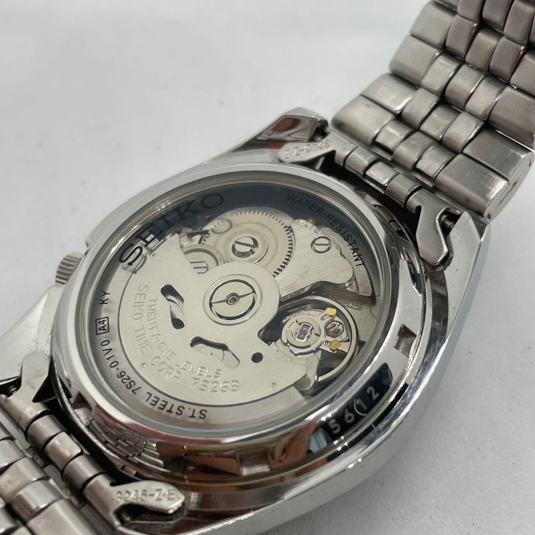 Seiko 5 Transparent back navy dial 7S26 01V0 Working Includes box From Japan